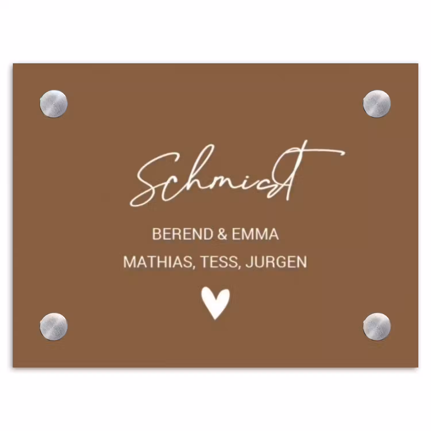 Bruin - Sierlijk Naambord Rechthoek middel -3d