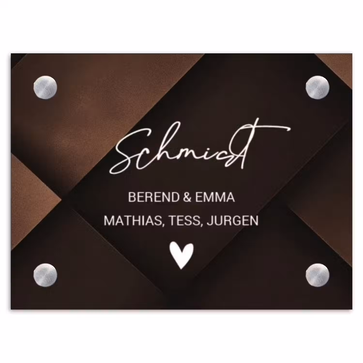 Bruine vlakken - Sierlijk Naambord Rechthoek middel -3d
