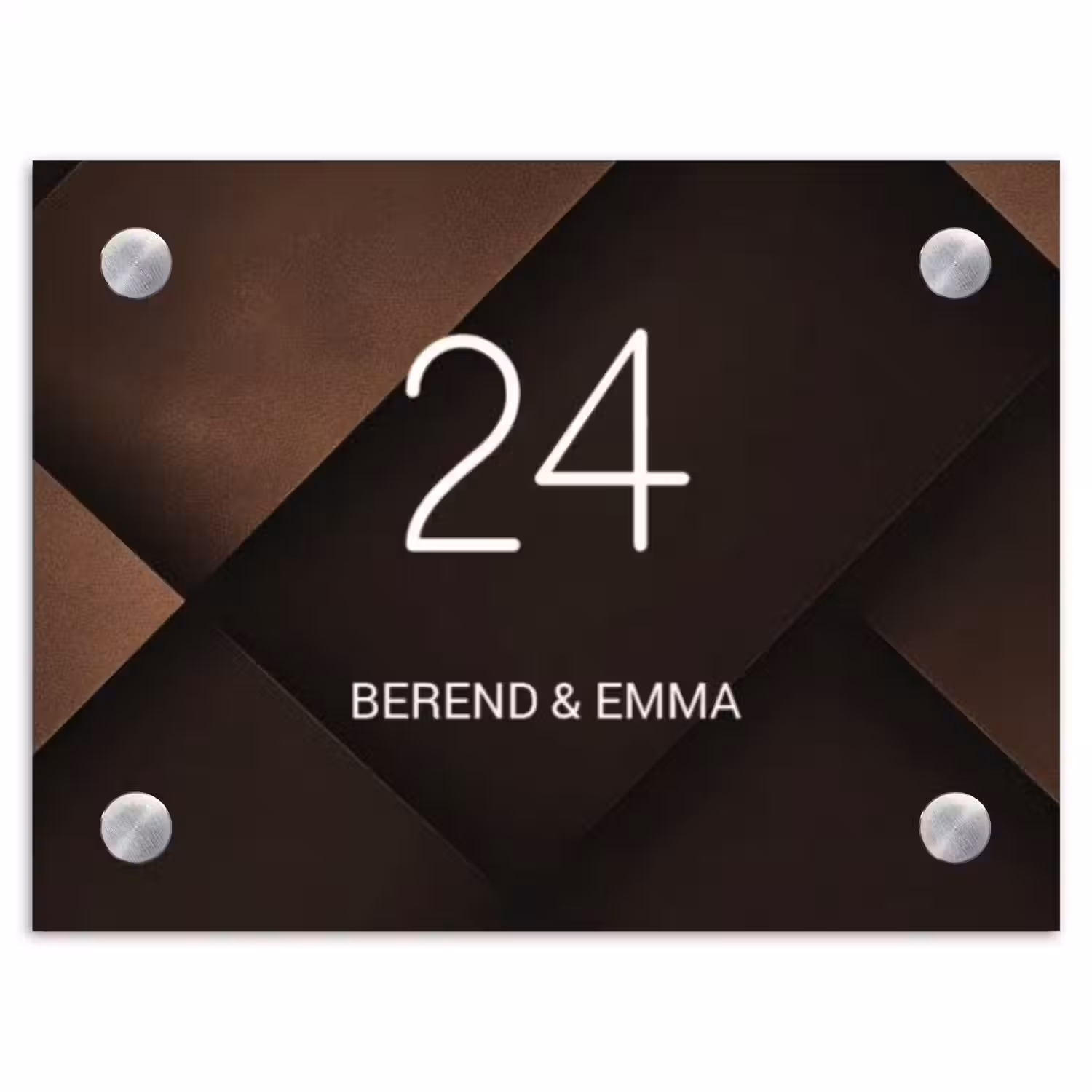 Bruine vlakken - Klassiek Naambord Rechthoek middel -3d