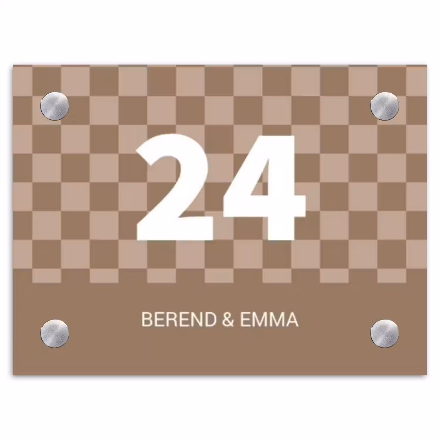 Bruine blokjes - Klassiek Naambord Rechthoek middel -3d