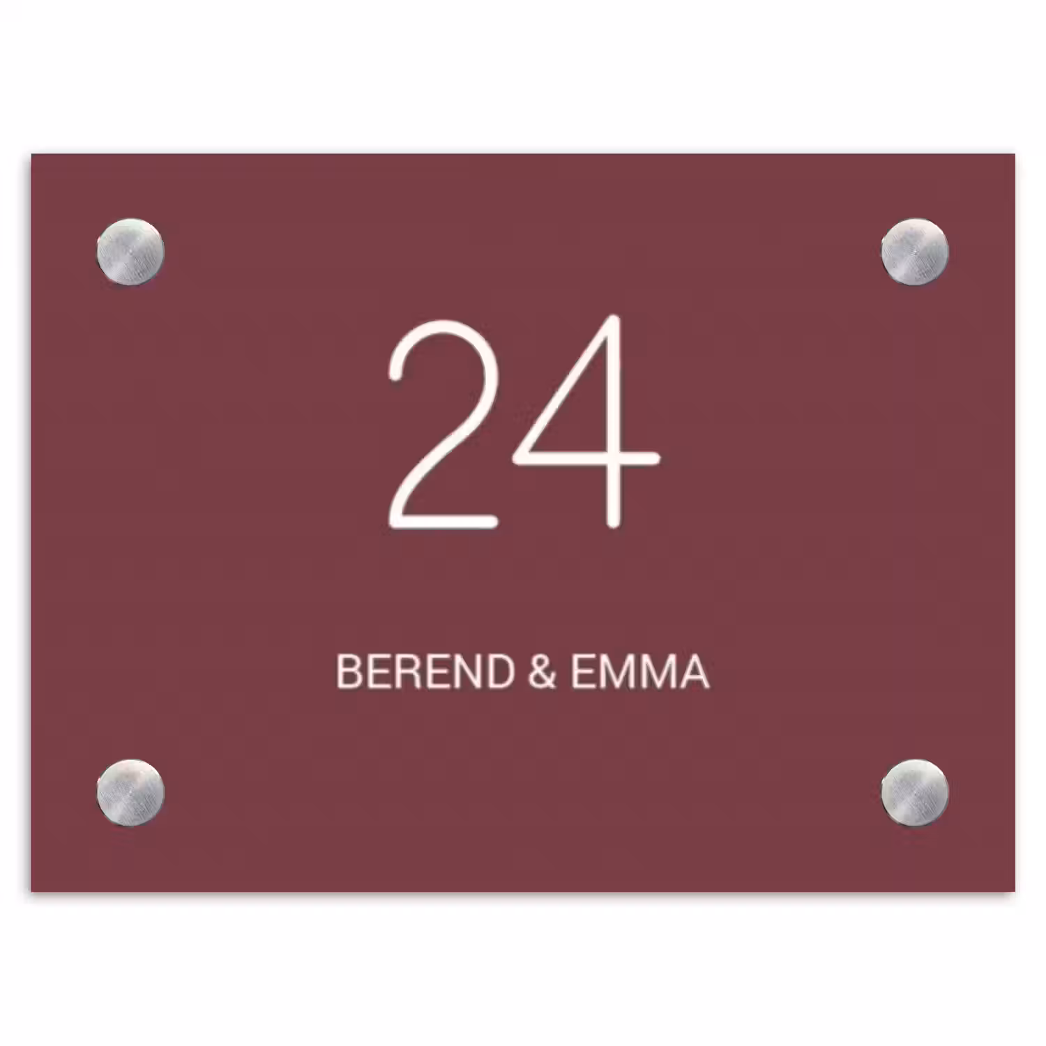 Bordeauxrood - Klassiek Naambord Rechthoek middel -3d