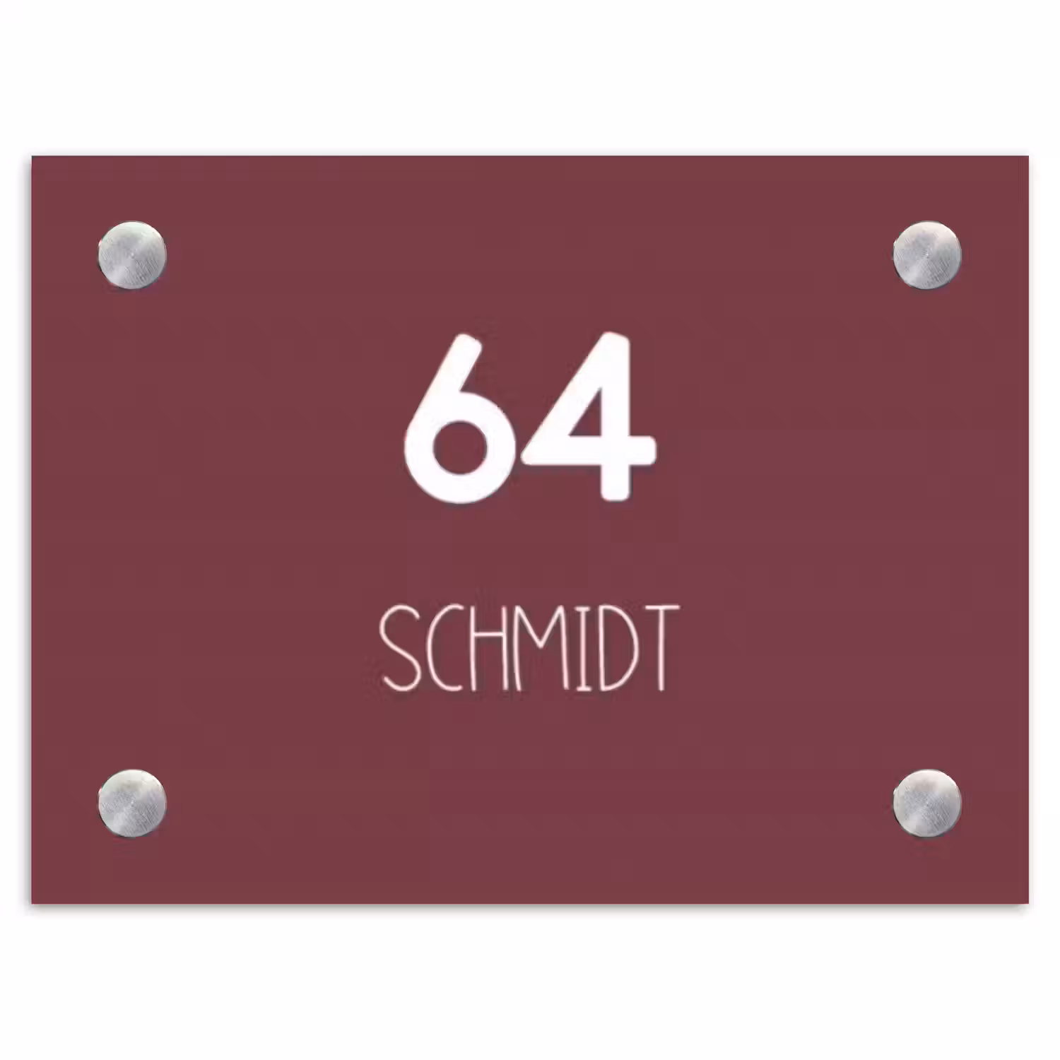 Bordeauxrood - Modern Naambord Rechthoek middel -3d