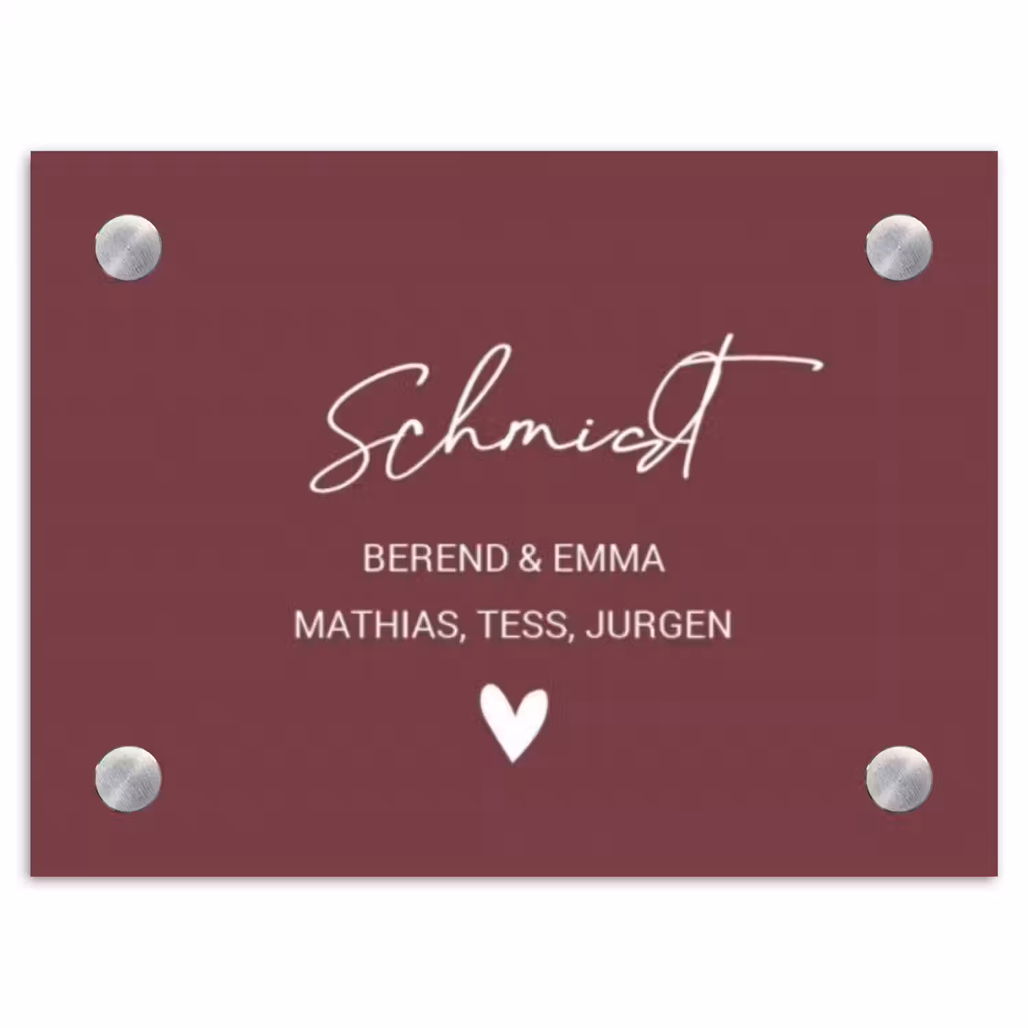 Bordeauxrood - Sierlijk Naambord Rechthoek middel -3d