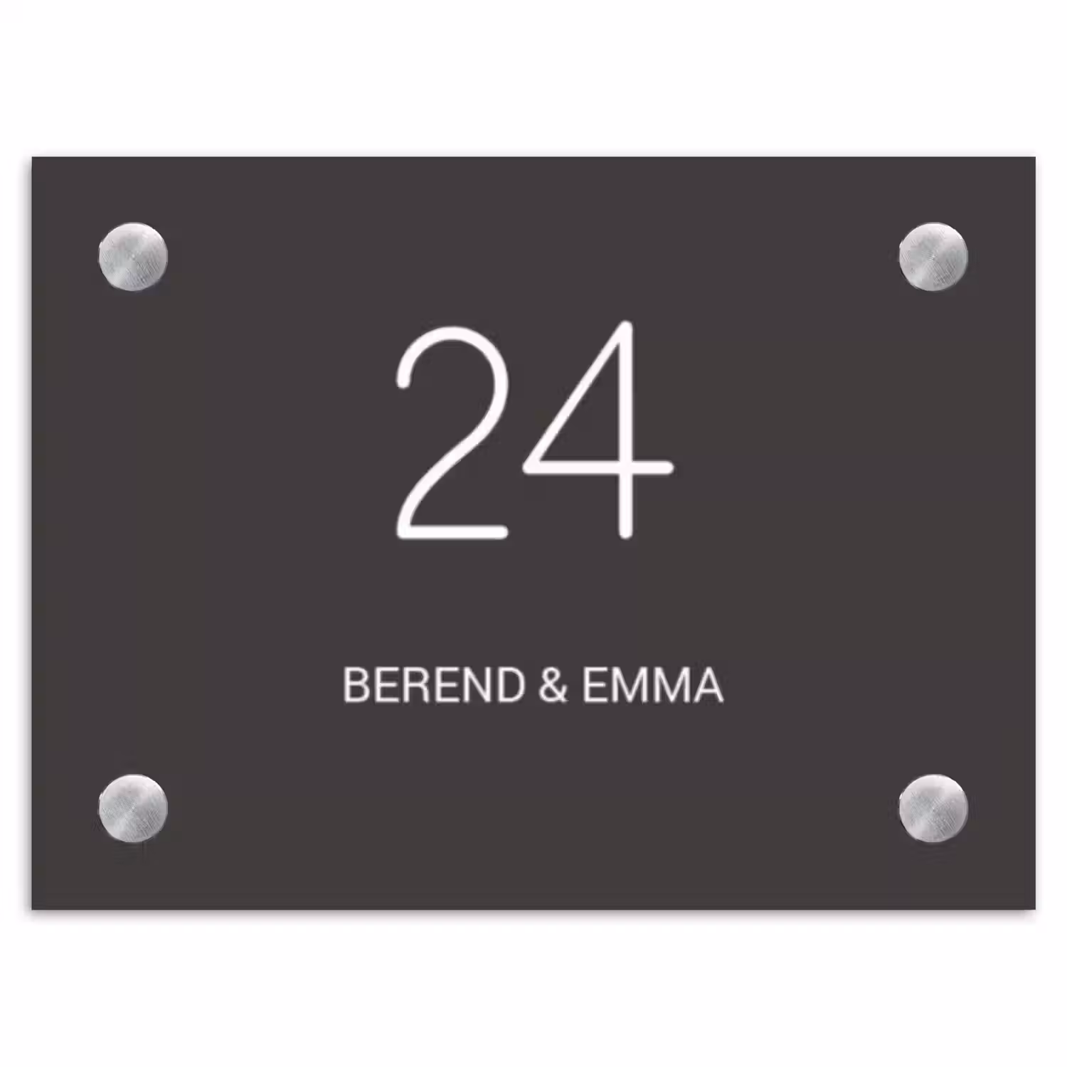 Donkergrijs - Klassiek Naambord Rechthoek middel -3d