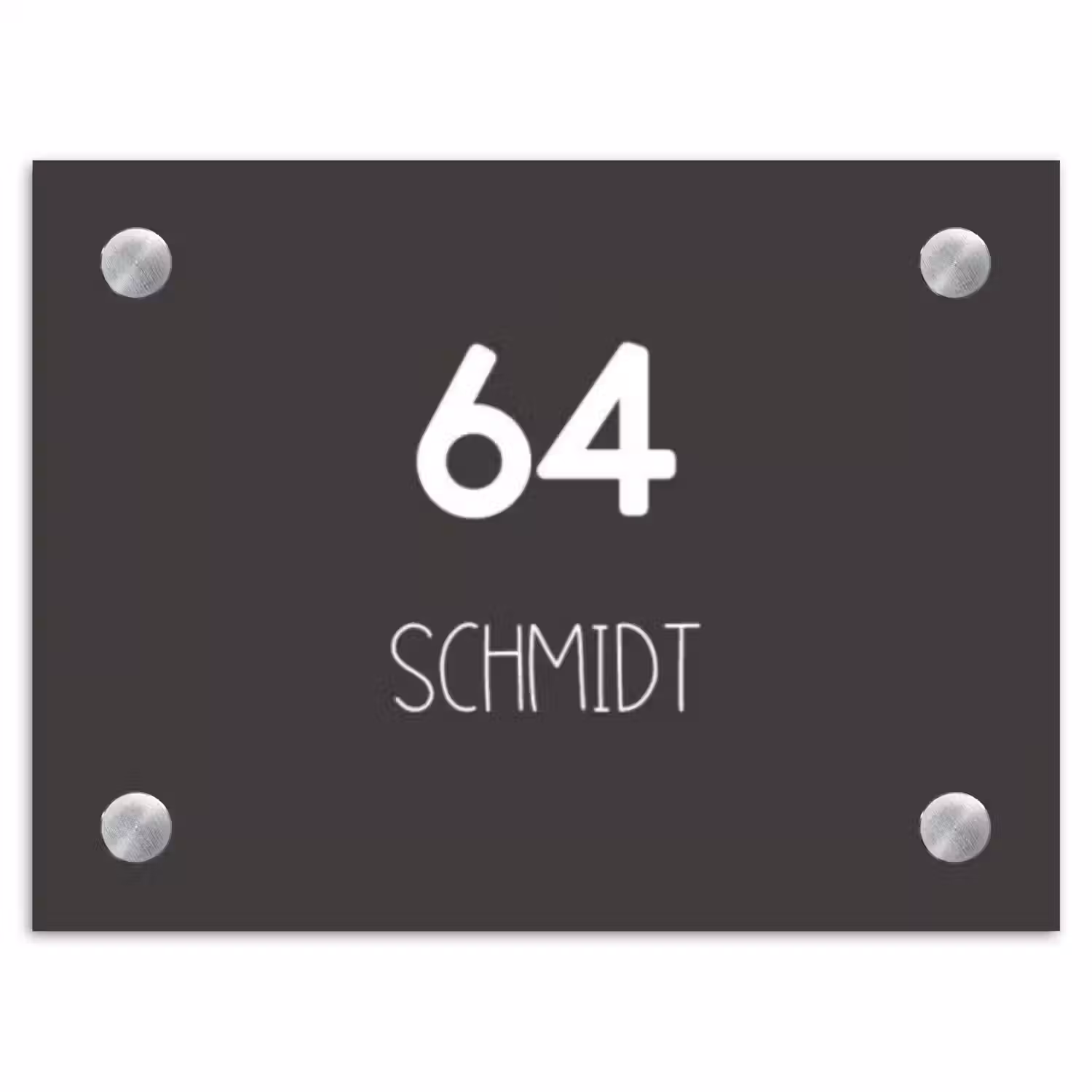 Donkergrijs - Modern Naambord Rechthoek middel -3d