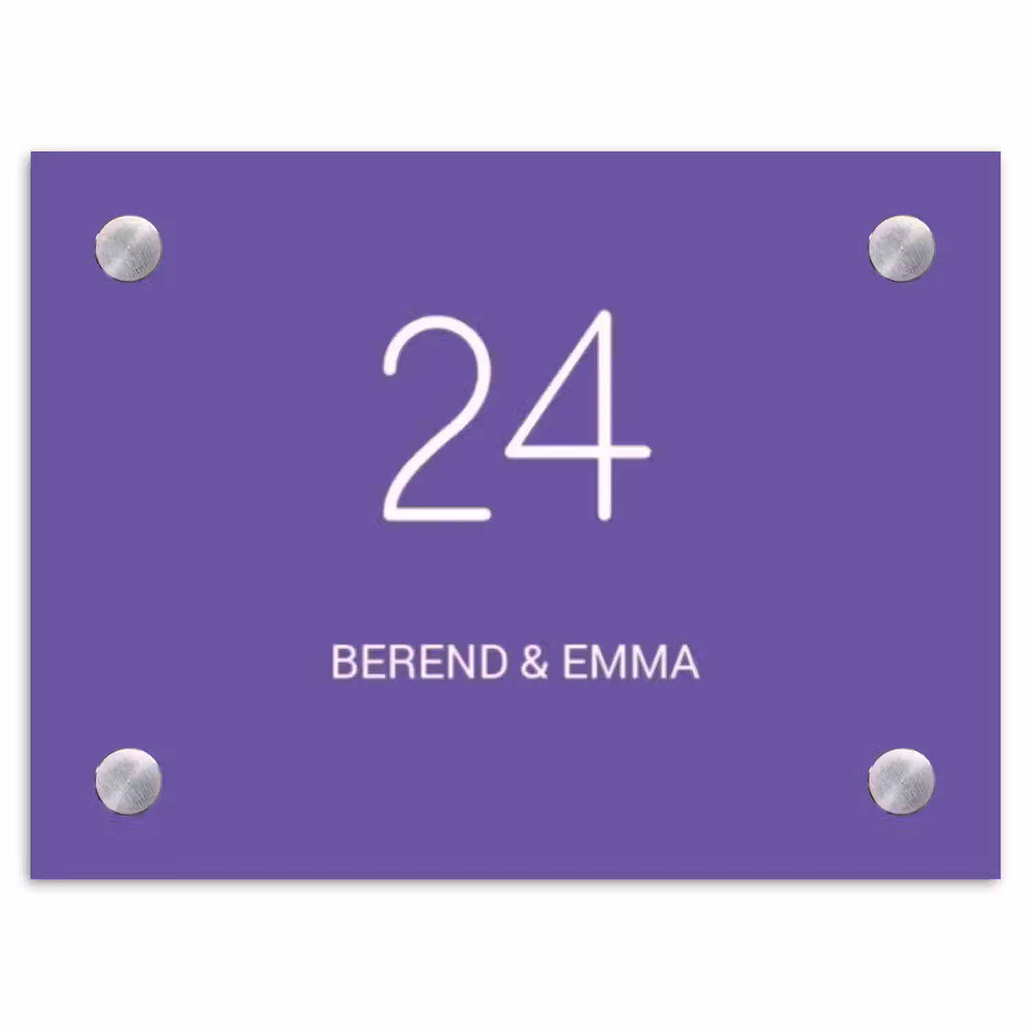 Donkerpaars - Klassiek Naambord Rechthoek middel -3d