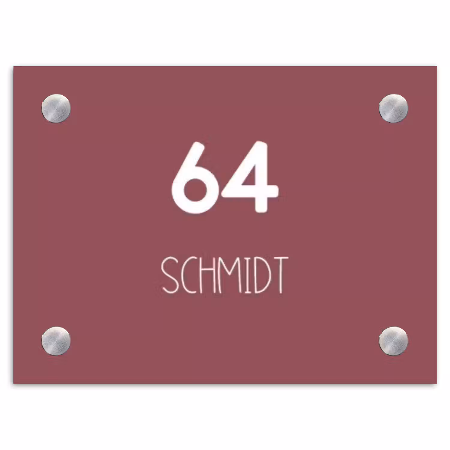 Donker oudroze - Modern Naambord Rechthoek middel -3d