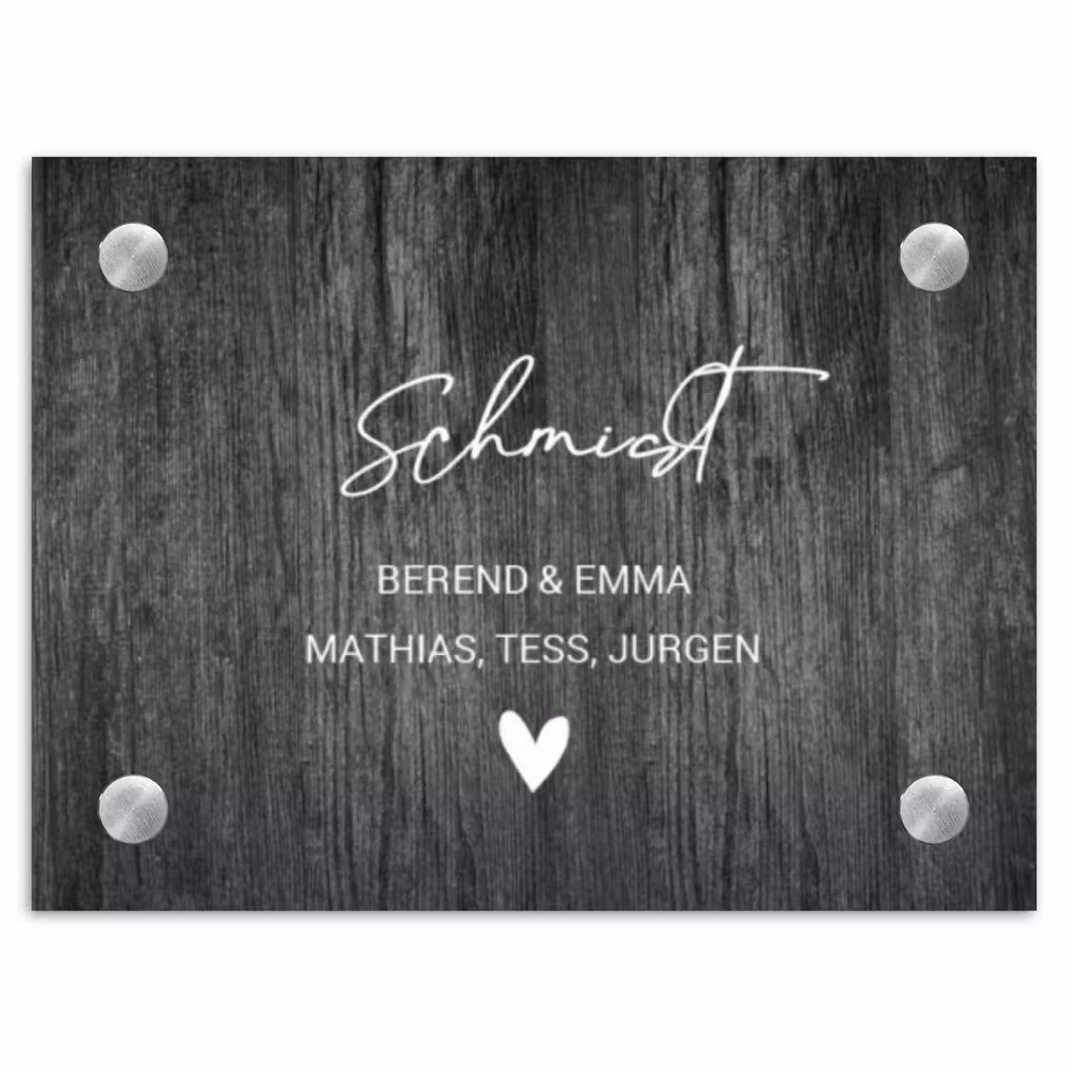 Donker hout - Sierlijk Naambord Rechthoek middel -3d