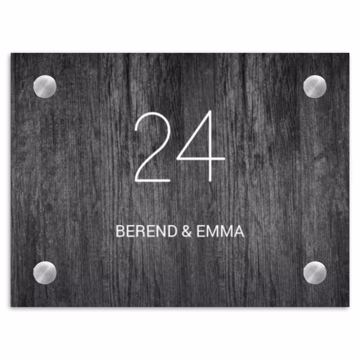 Donker hout - Klassiek Naambord Rechthoek middel -3d