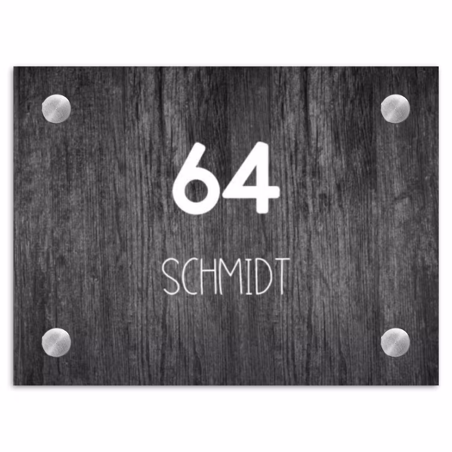 Donker hout - Modern Naambord Rechthoek middel -3d