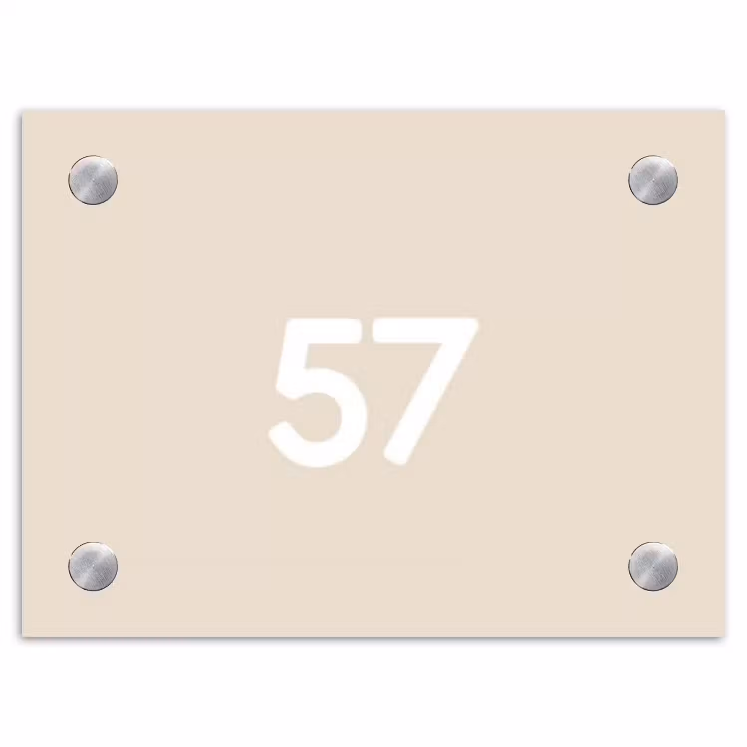 Effen - Beige - Traditioneel Naambord Rechthoek middel -3d