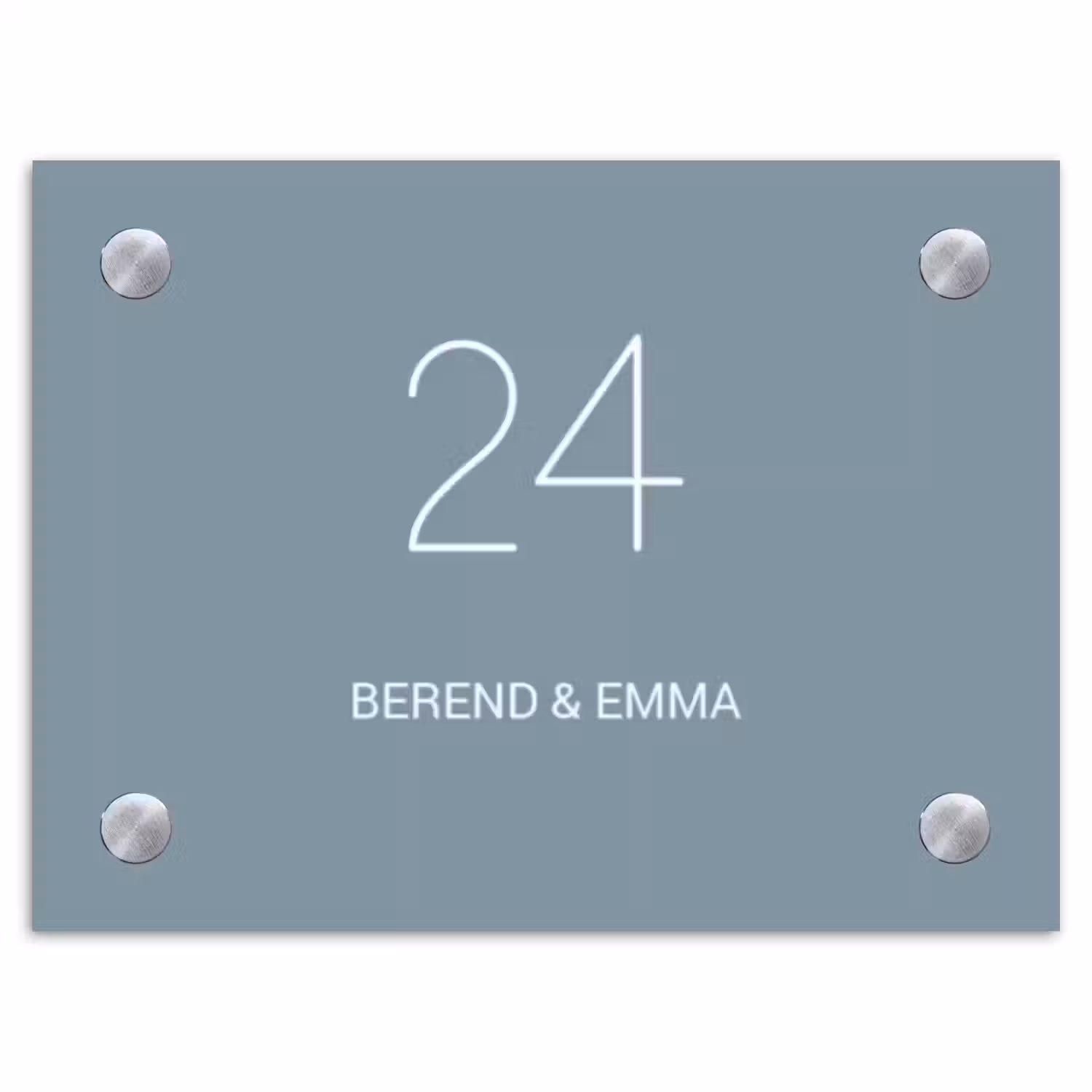 Effen blauwgrijs - Klassiek Naambord Rechthoek middel -3d
