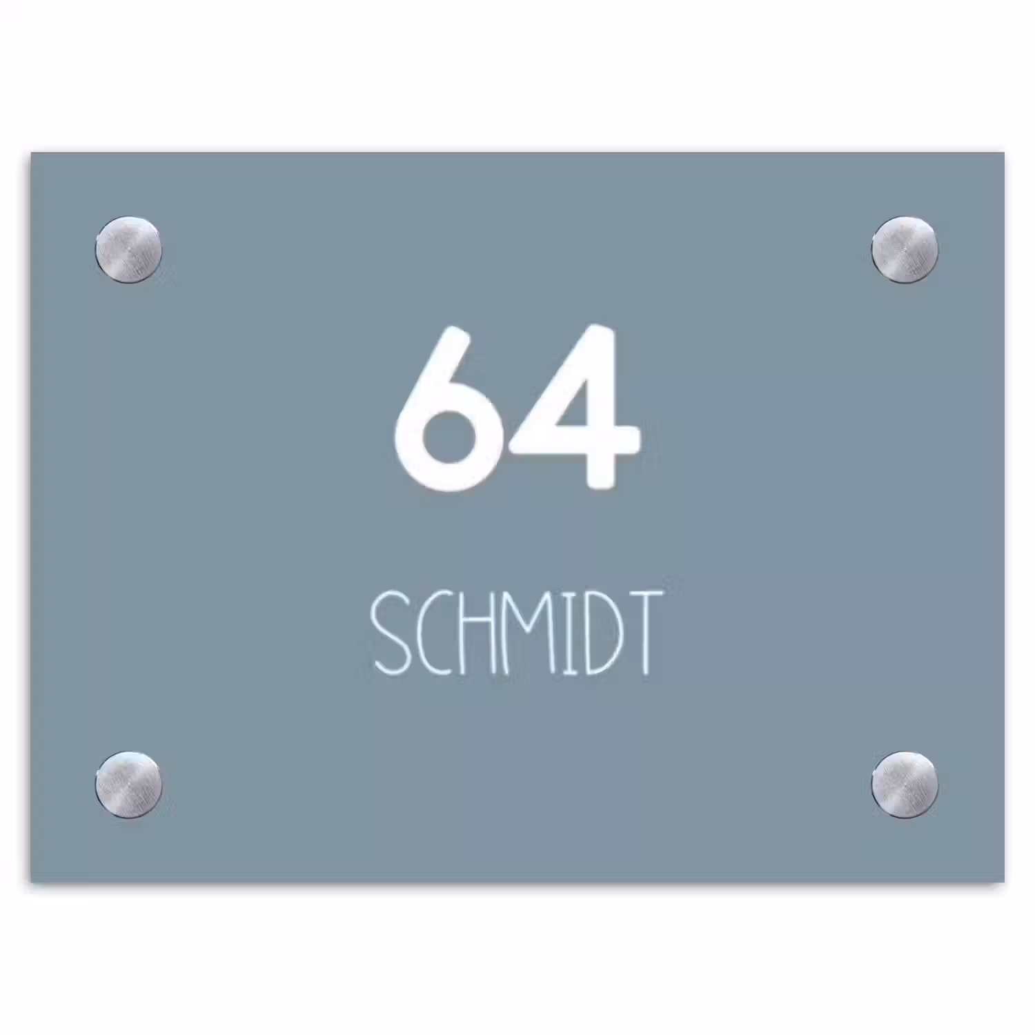 Effen blauwgrijs - Modern Naambord Rechthoek middel -3d