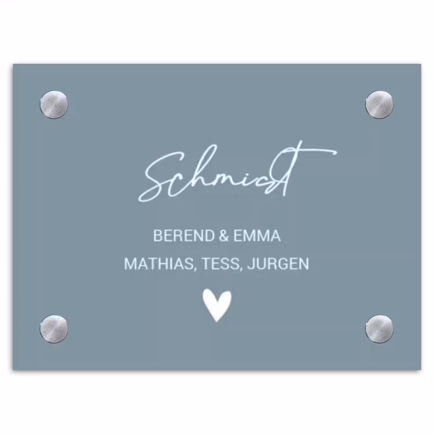 Effen blauwgrijs - Sierlijk Naambord Rechthoek middel -3d