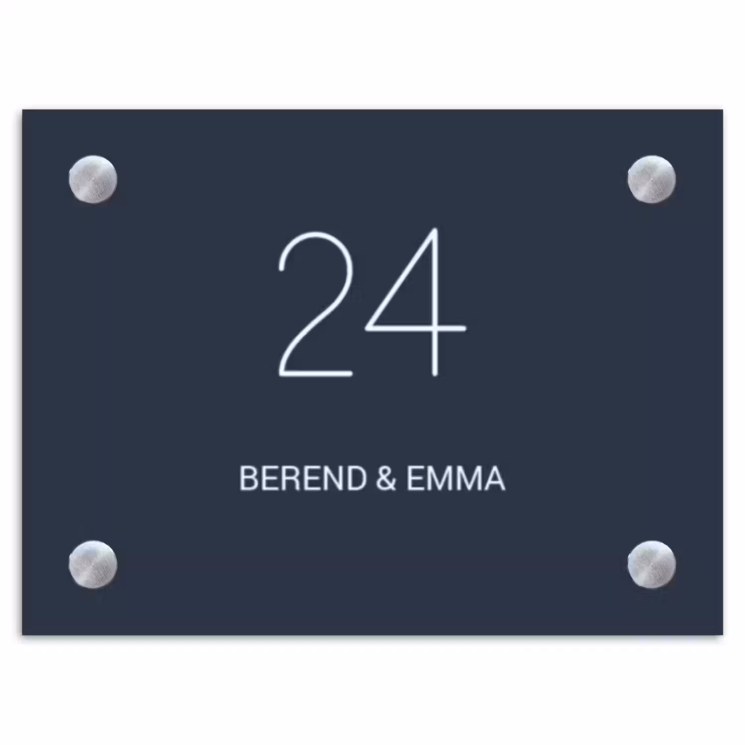 Effen blauw - Klassiek Naambord Rechthoek middel -3d