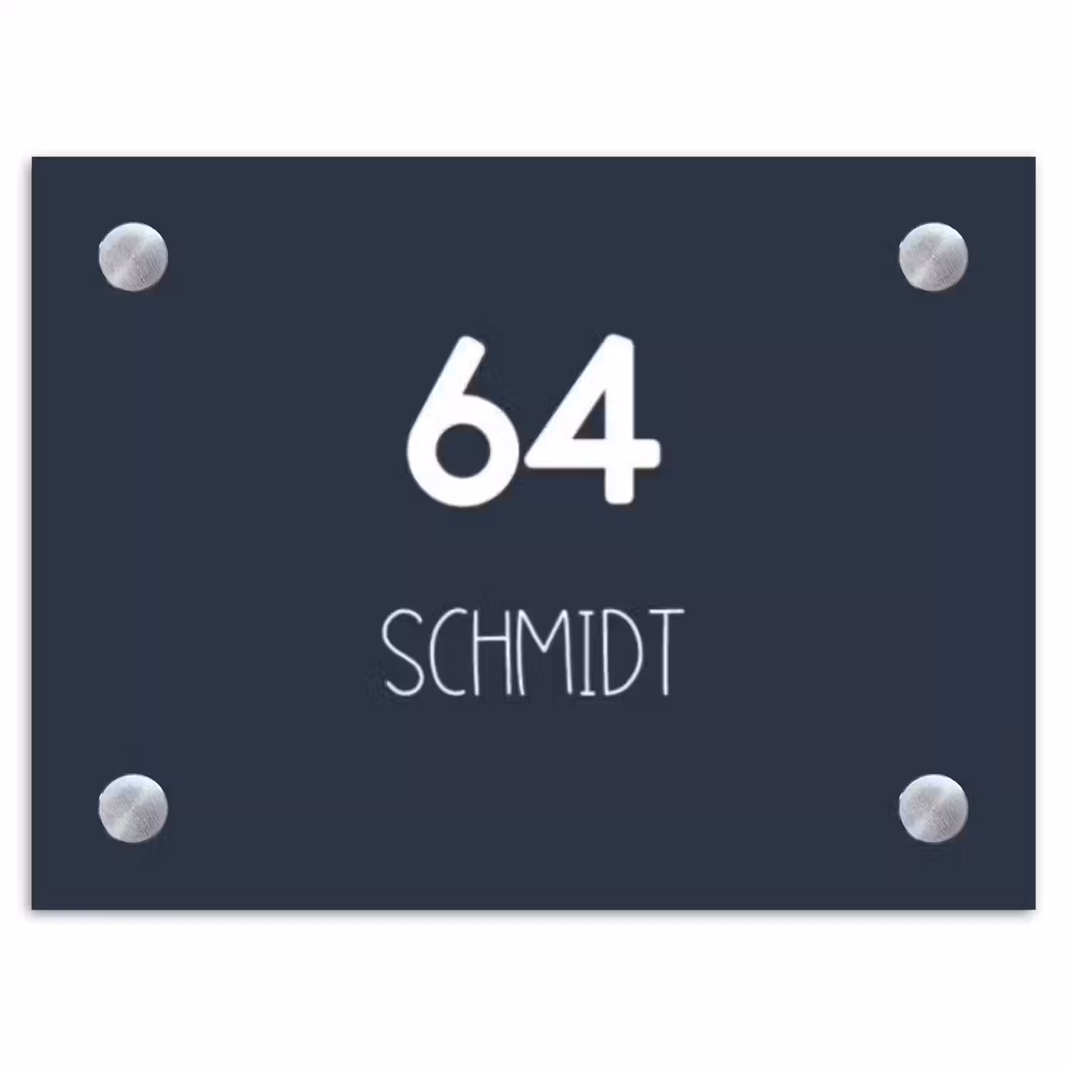 Effen blauw - Modern Naambord Rechthoek middel -3d