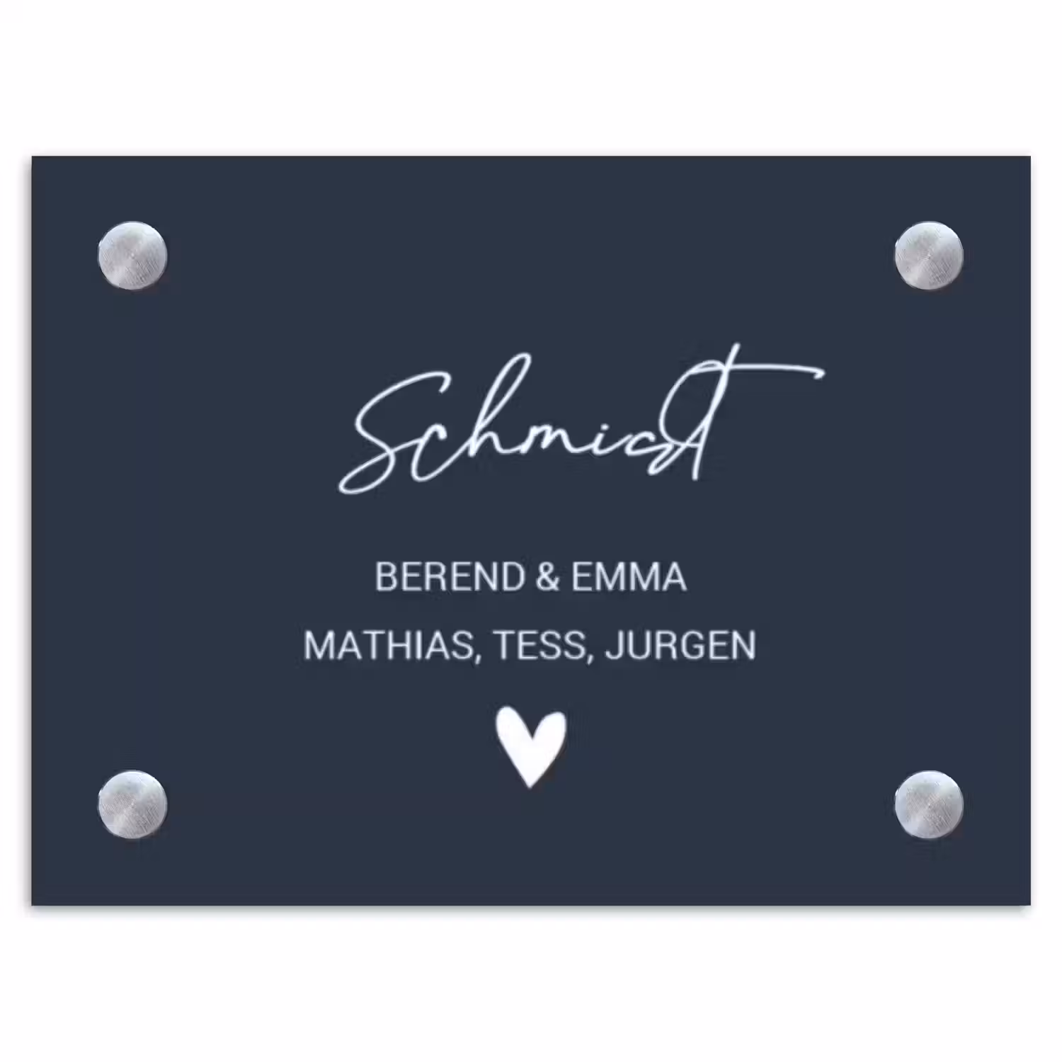 Effen blauw - Sierlijk Naambord Rechthoek middel -3d
