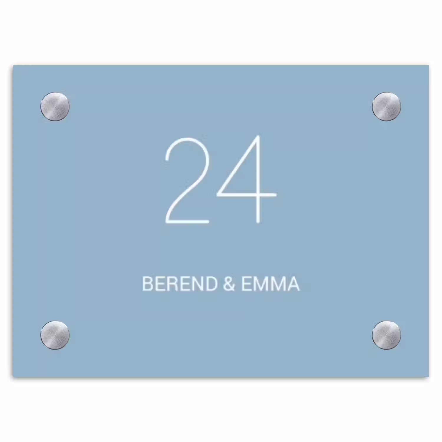 Effen - Lichtblauw - Klassiek Naambord Rechthoek middel -3d