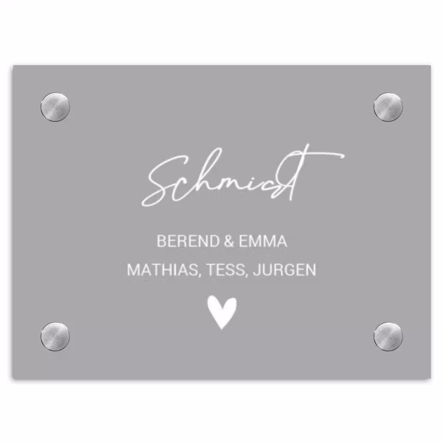 Effen lichtgrijs - Sierlijk Naambord Rechthoek middel -3d