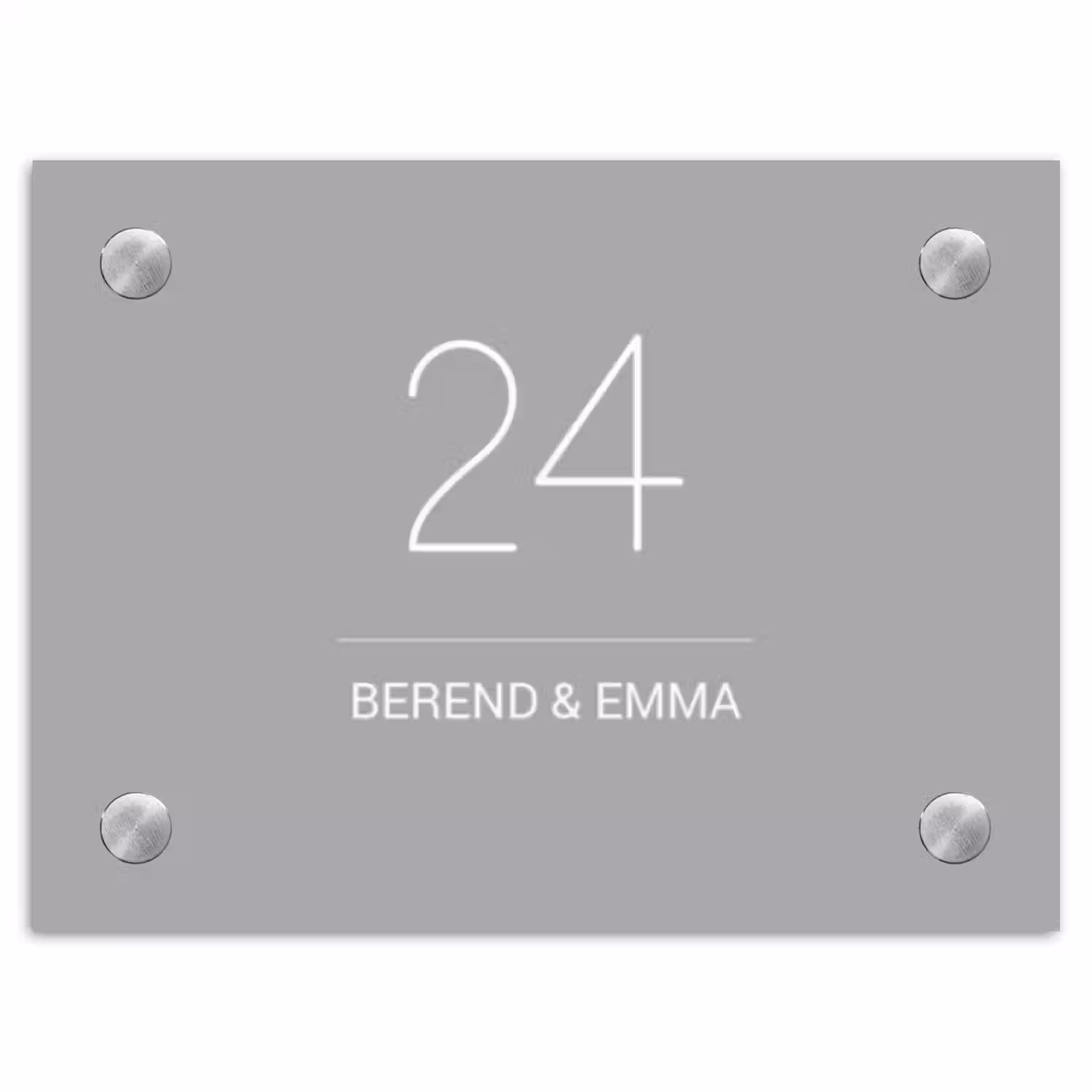Effen lichtgrijs - Klassiek Naambord Rechthoek middel -3d