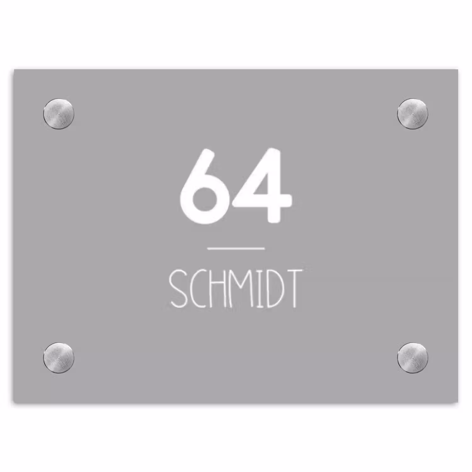 Effen lichtgrijs - Modern Naambord Rechthoek middel -3d