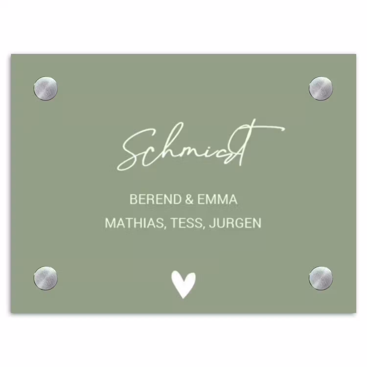 Effen olijfgroen - Sierlijk Naambord Rechthoek middel -3d