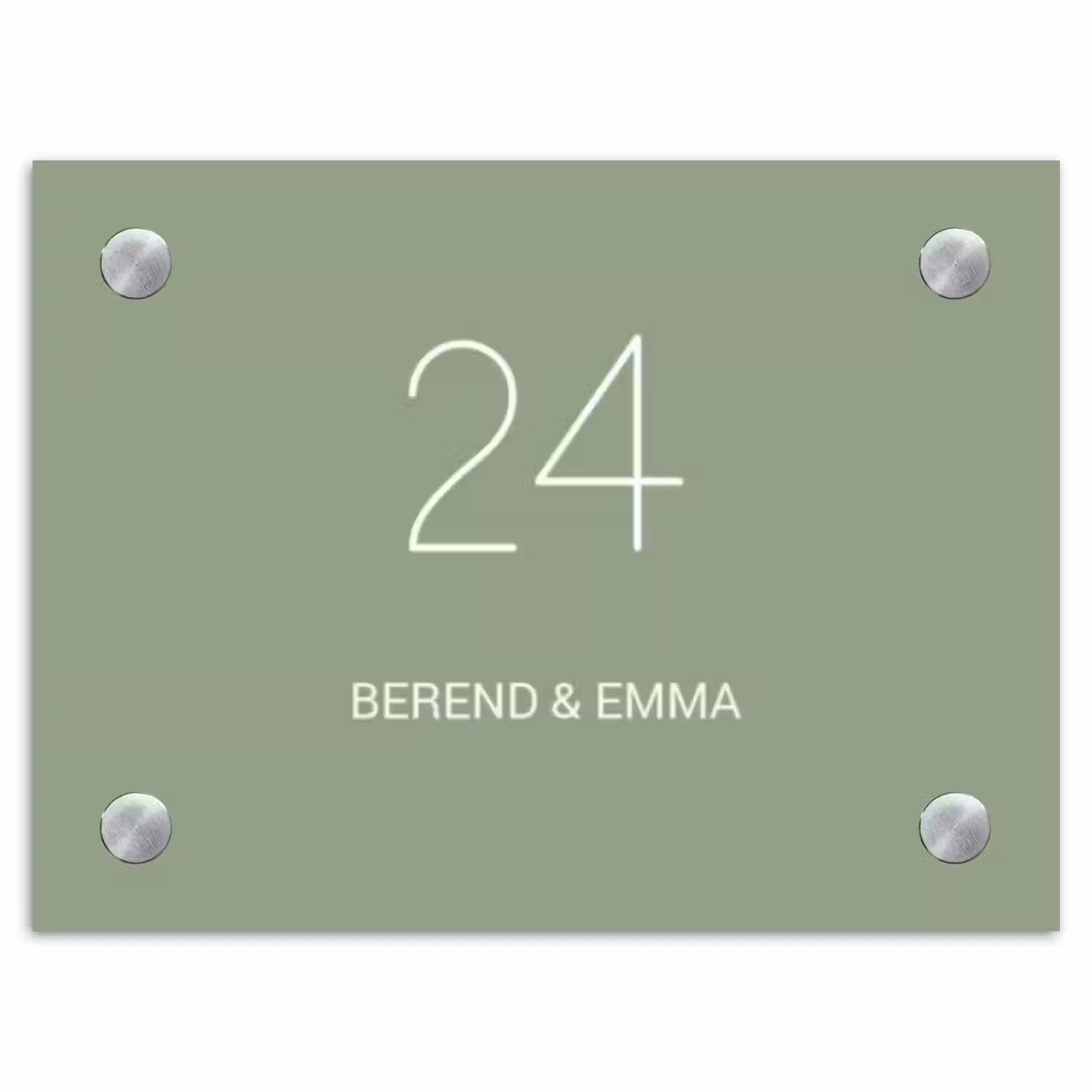 Effen olijfgroen - Klassiek Naambord Rechthoek middel -3d
