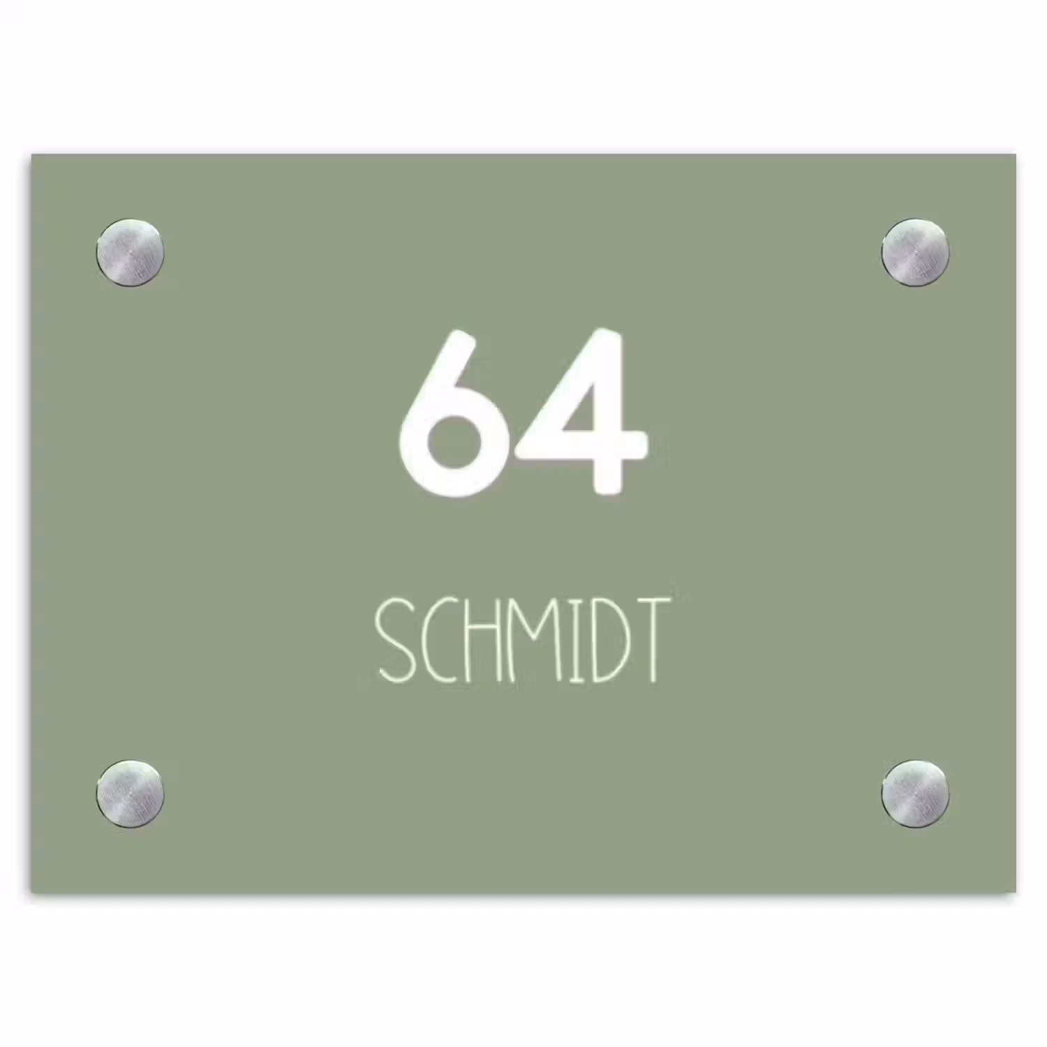 Effen olijfgroen - Modern Naambord Rechthoek middel -3d