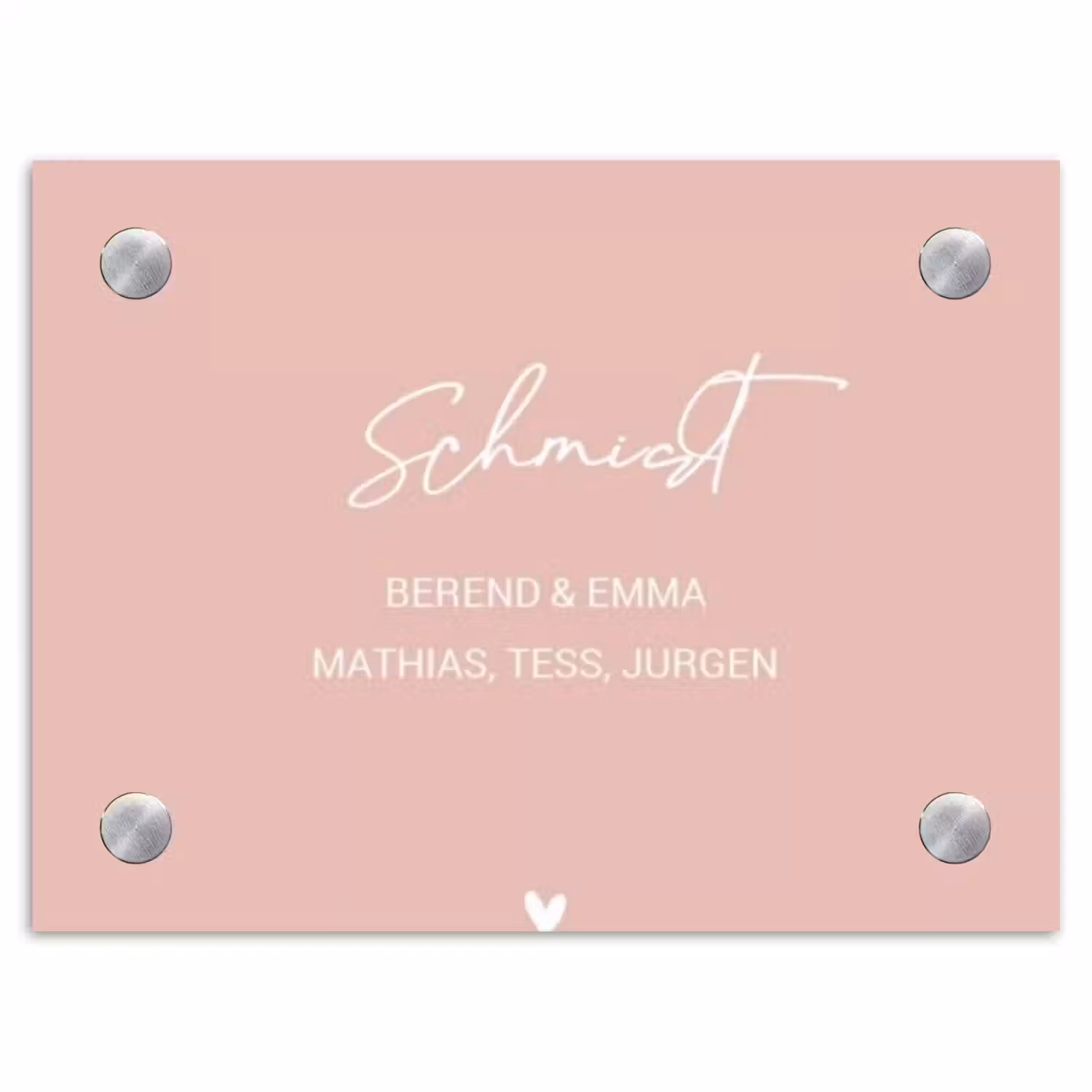 Effen roze - Sierlijk Naambord Rechthoek middel -3d