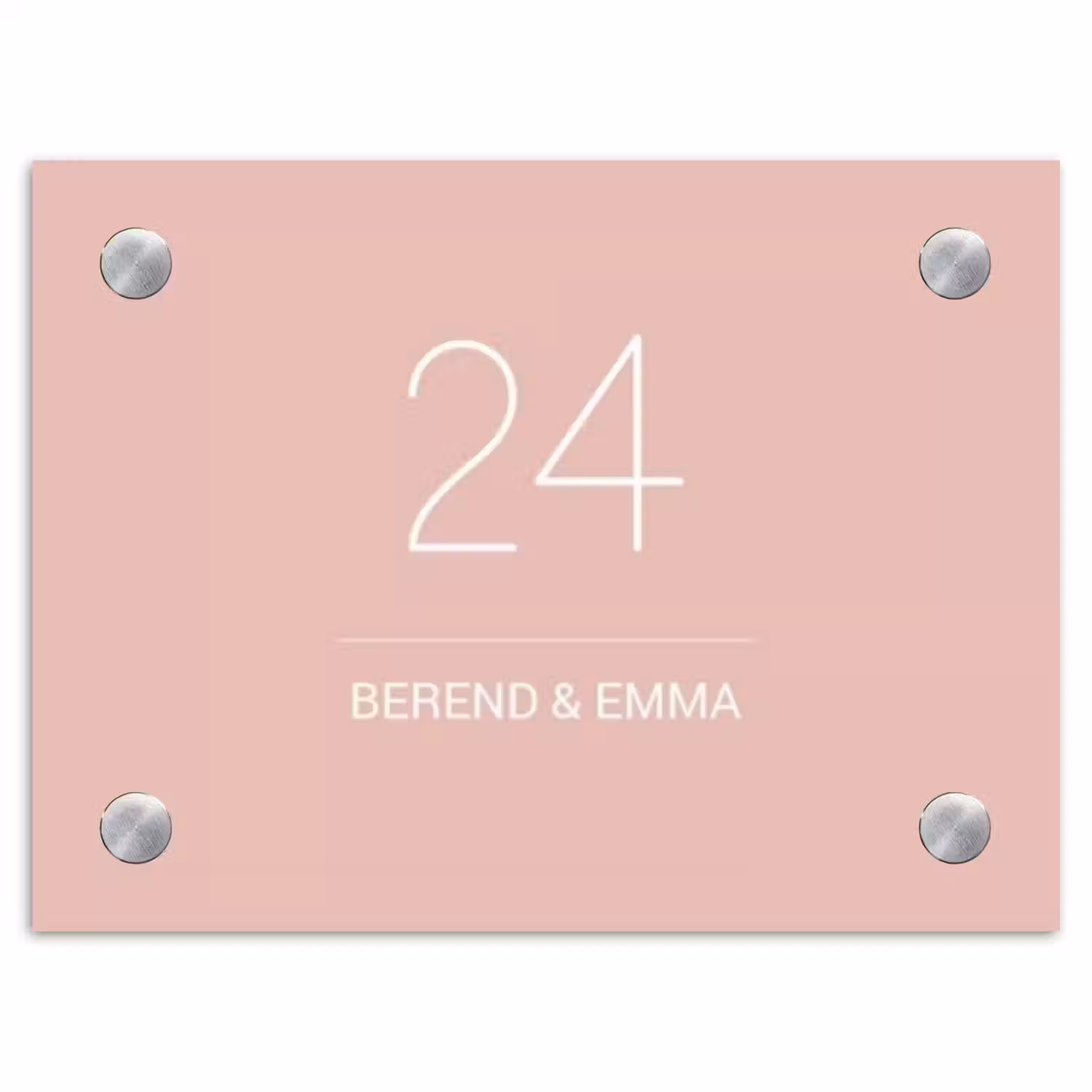 Effen roze - Klassiek Naambord Rechthoek middel -3d