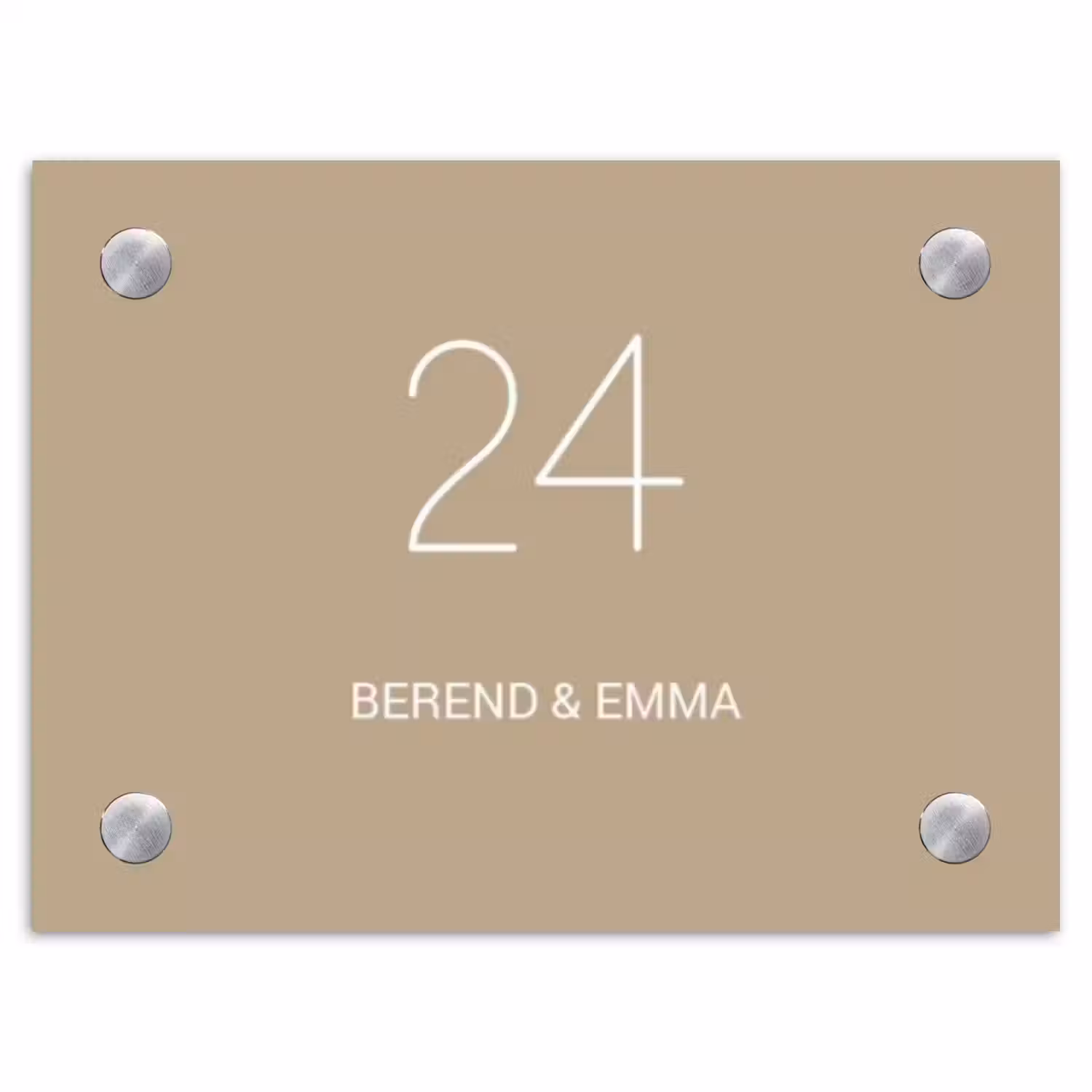 Zandkleur - Klassiek Naambord Rechthoek middel -3d