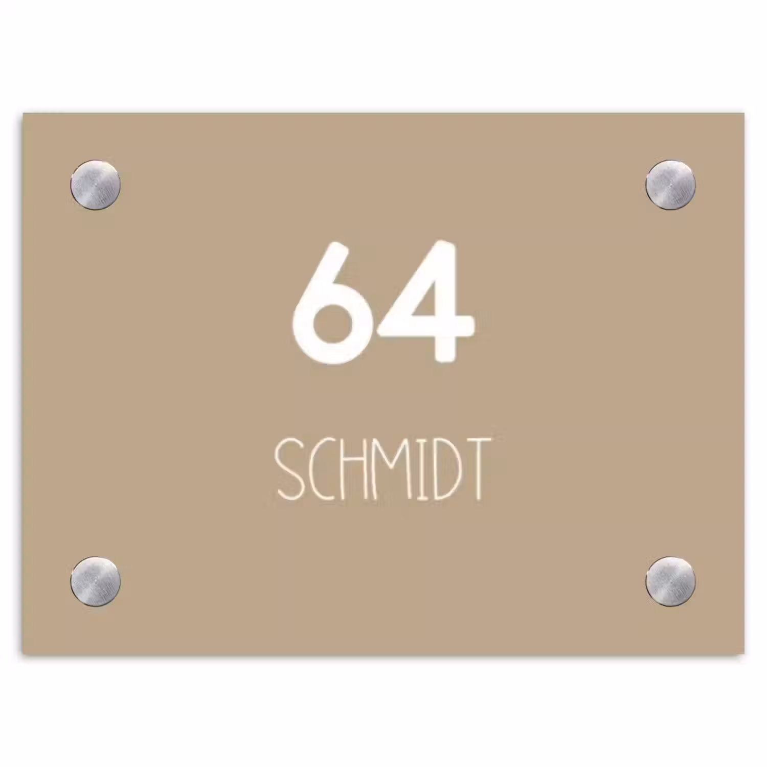 Zandkleur - Modern Naambord Rechthoek middel -3d