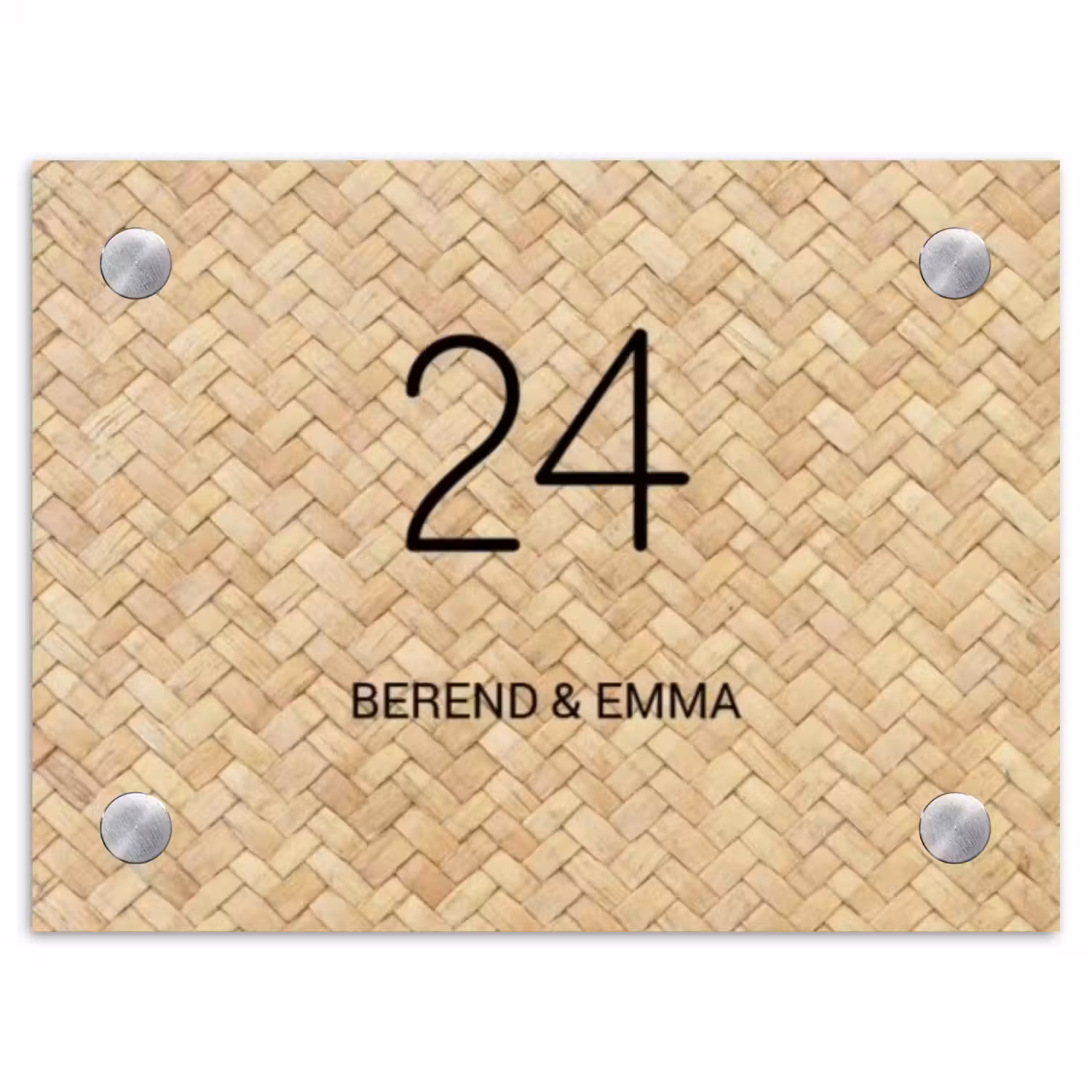Gevlochten riet - Klassiek Naambord Rechthoek middel -3d