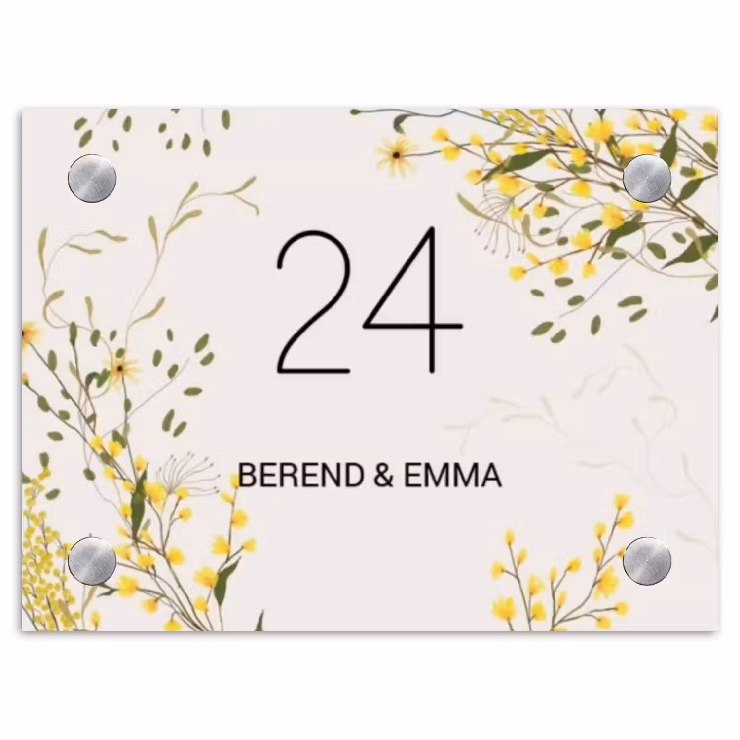 Gele bloemen - Klassiek Naambord Rechthoek middel -3d