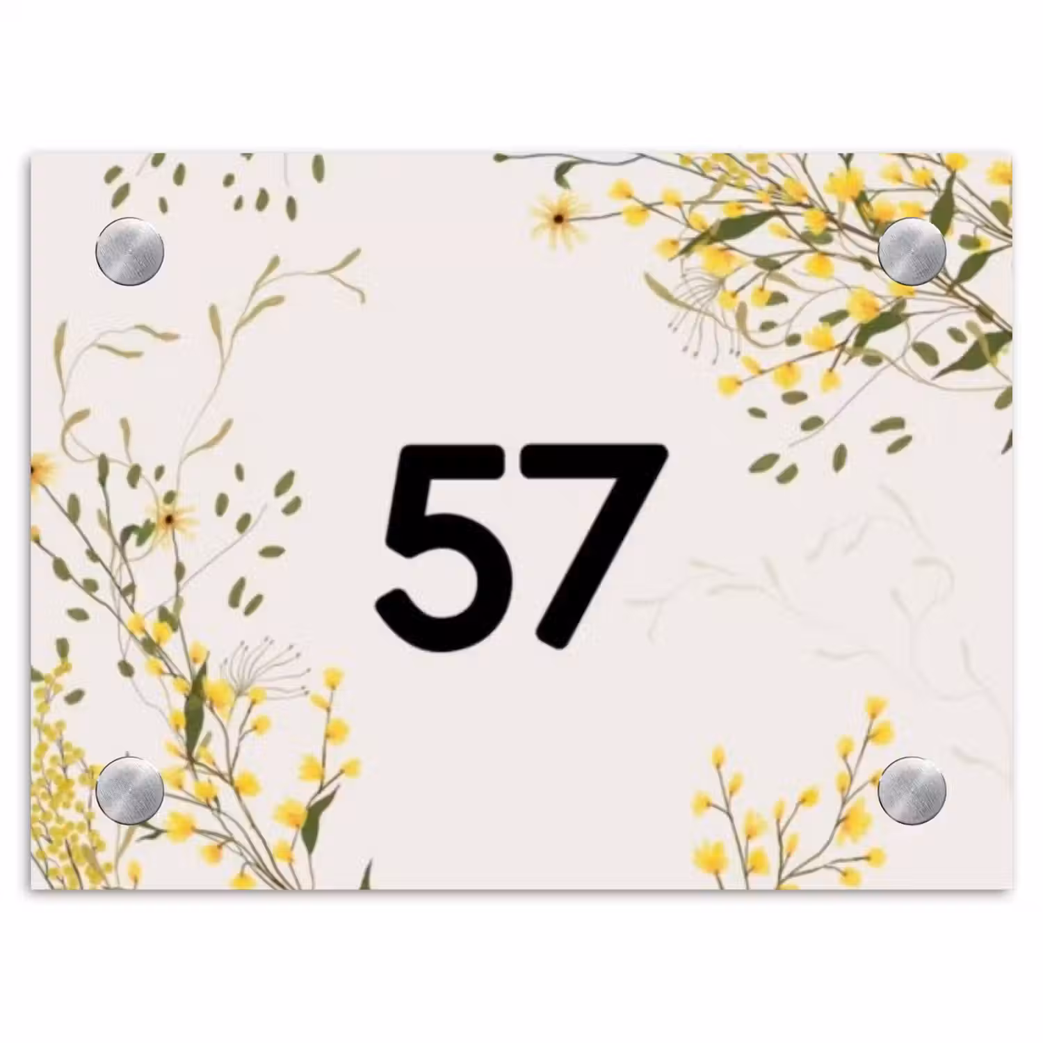 Gele bloemen - Traditioneel Naambord Rechthoek middel -3d