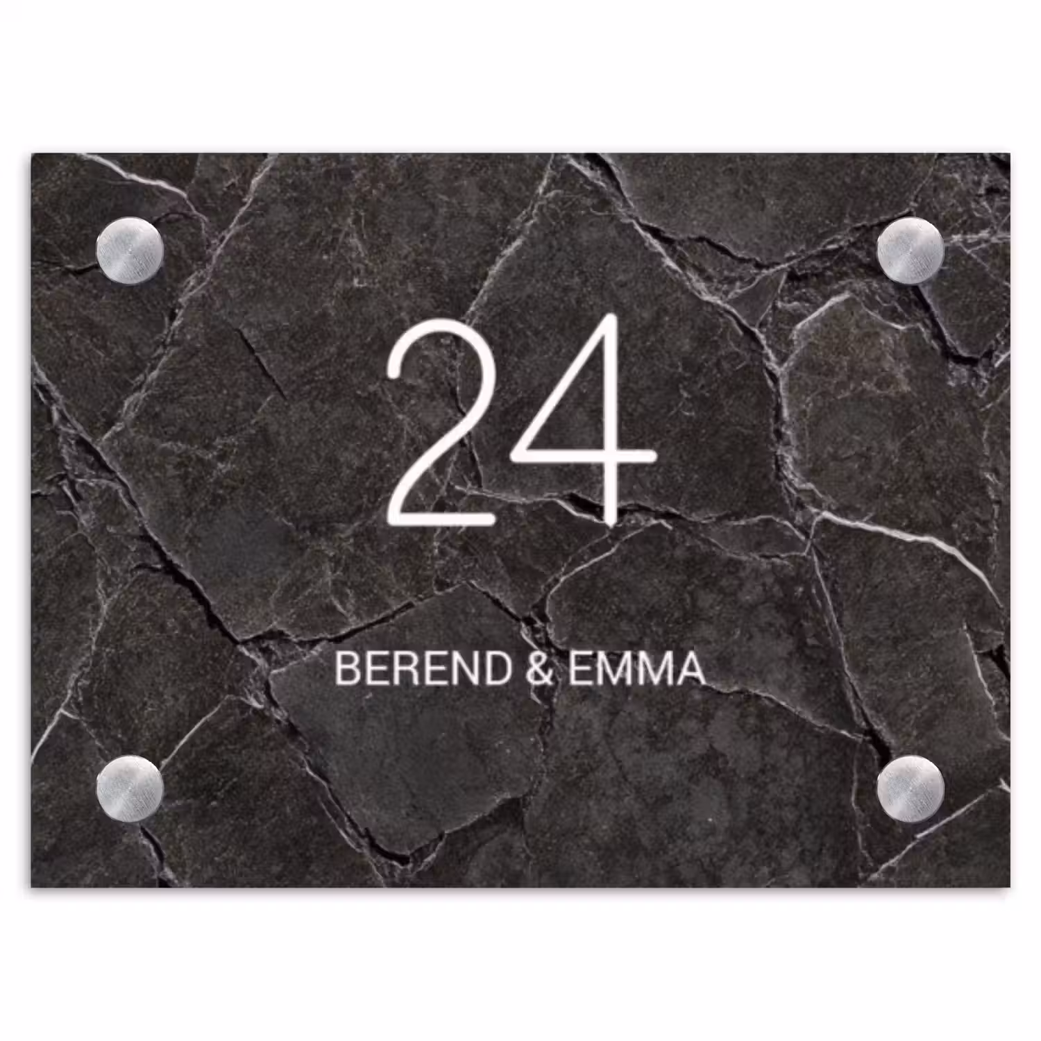 Gebarsten steen - Klassiek Naambord Rechthoek middel -3d