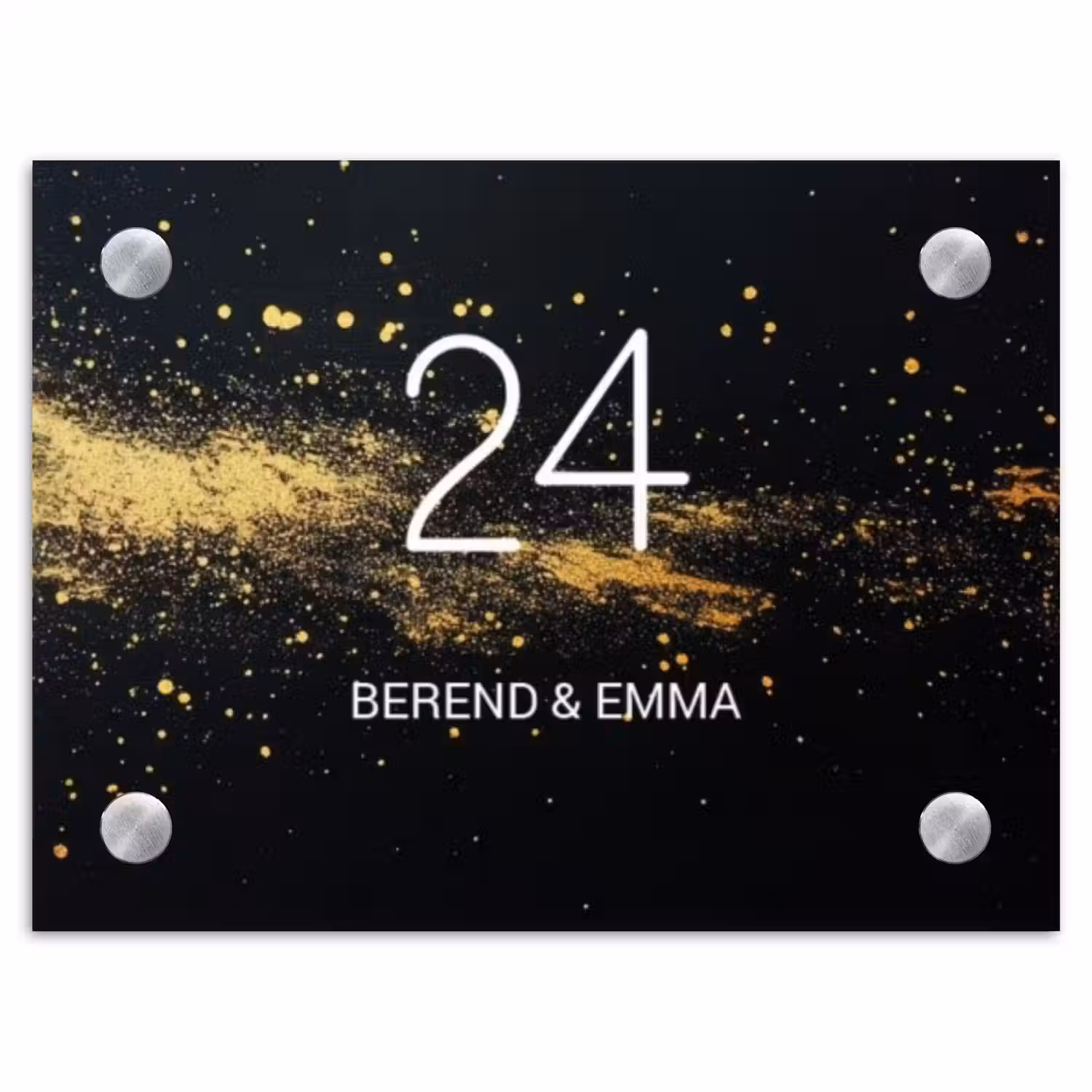 Gouden verfspatten - Klassiek Naambord Rechthoek middel -3d