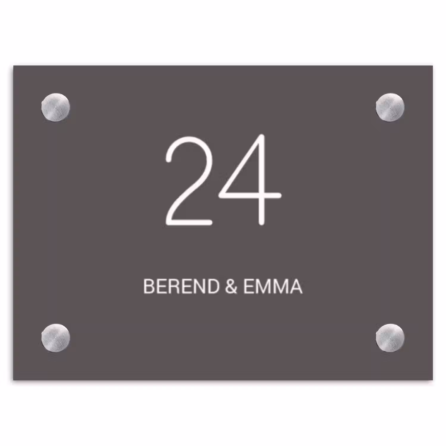 Grijs - Klassiek Naambord Rechthoek middel -3d