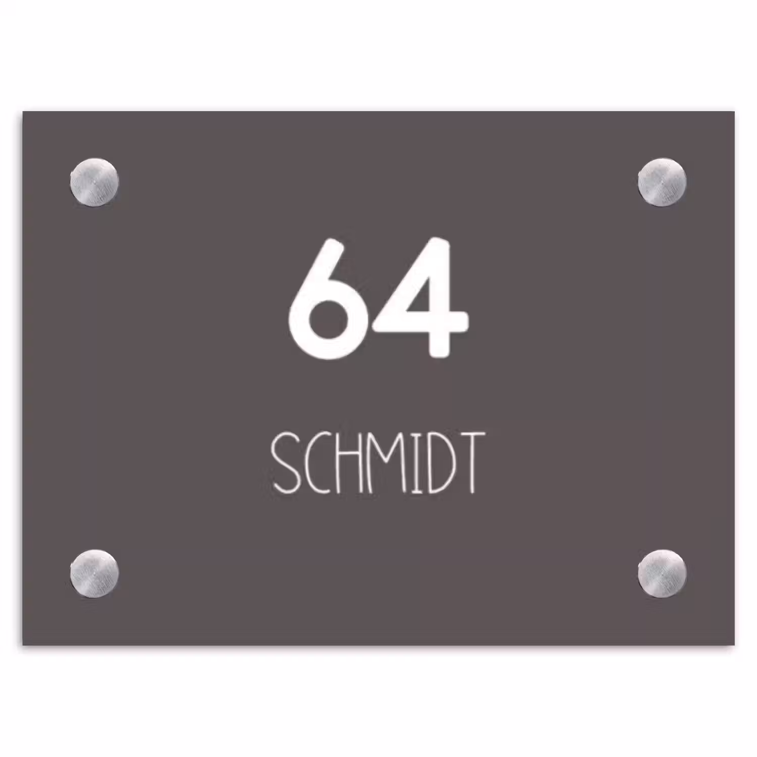 Grijs - Modern Naambord Rechthoek middel -3d