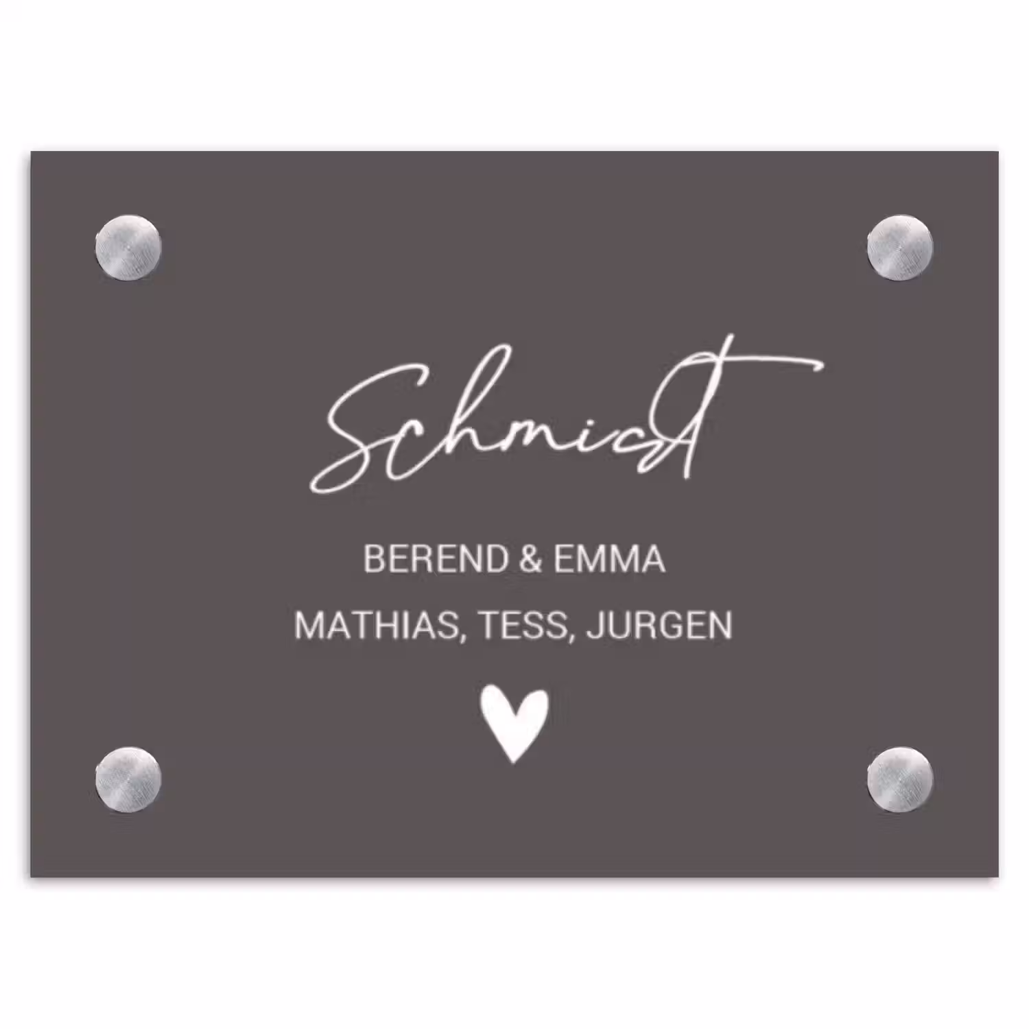 Grijs - Sierlijk Naambord Rechthoek middel -3d
