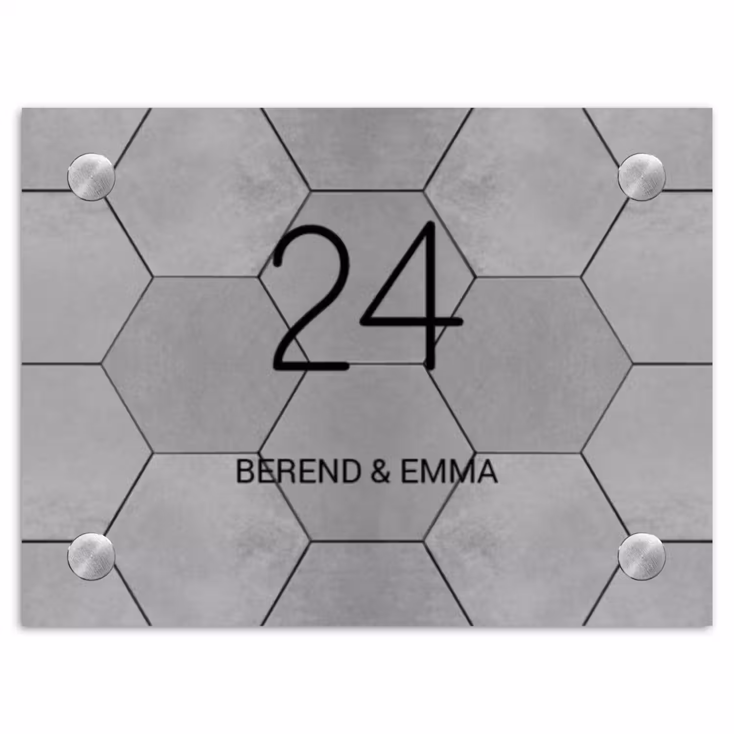 Grijze tegels - Klassiek Naambord Rechthoek middel -3d