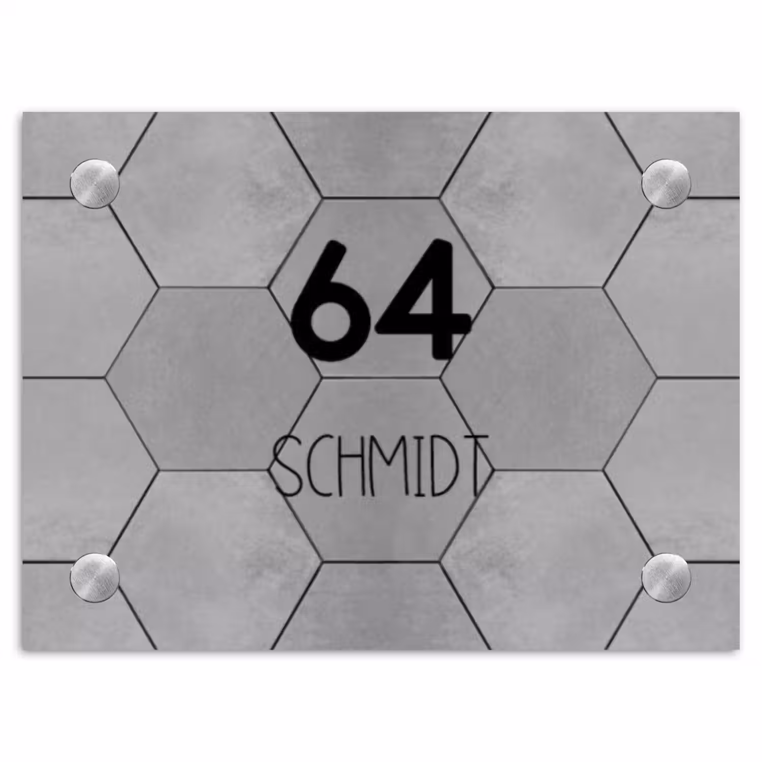 Grijze tegels - Modern Naambord Rechthoek middel -3d