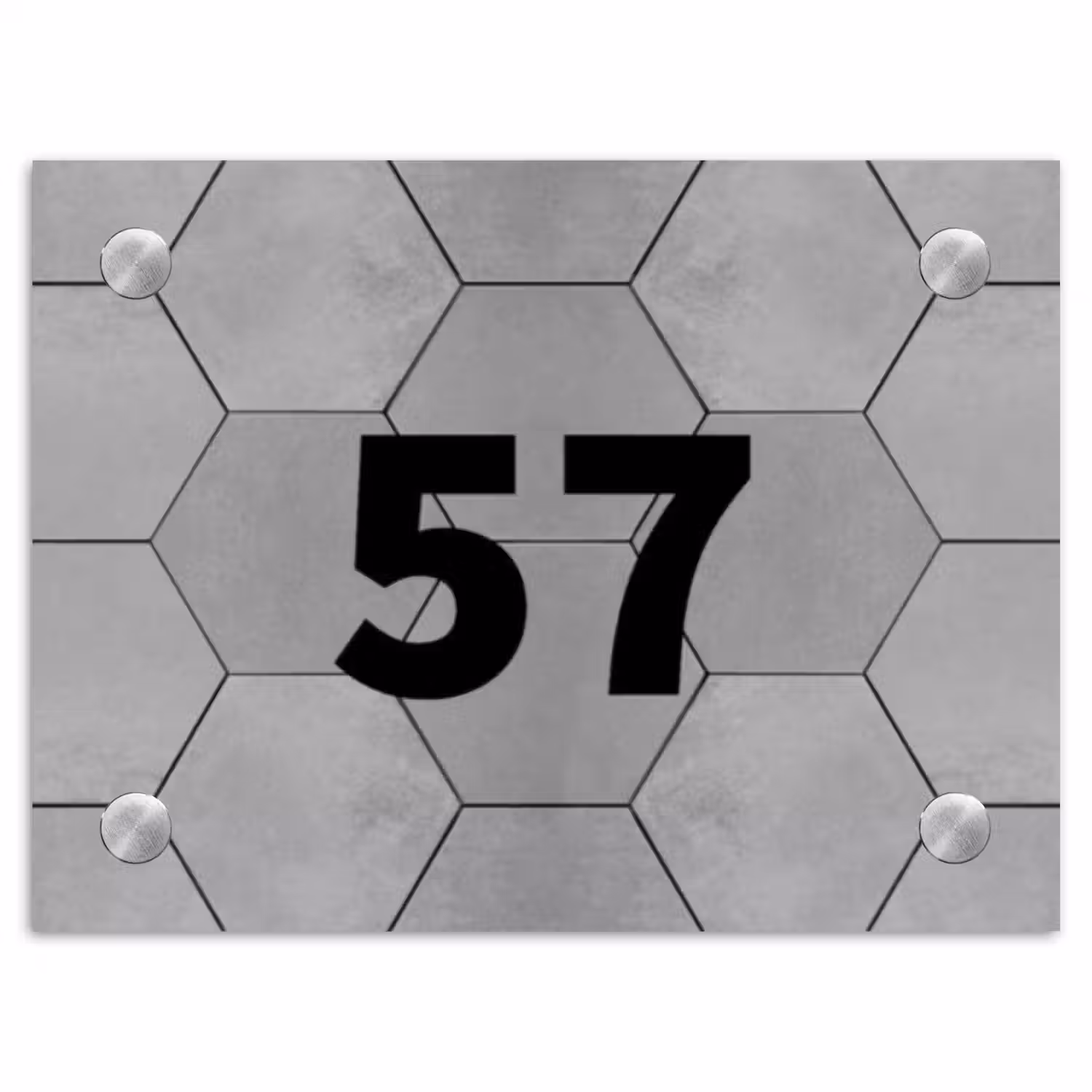 Grijze tegels - Traditioneel Naambord Rechthoek middel -3d