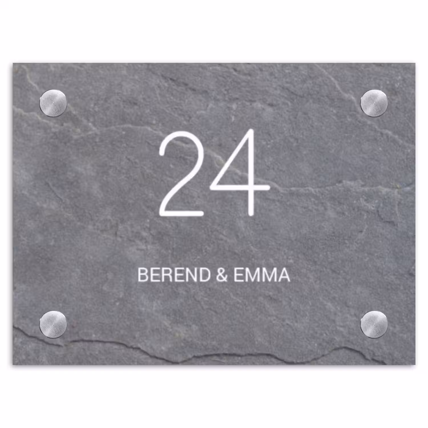 Grijze natuursteen - Klassiek Naambord Rechthoek middel -3d