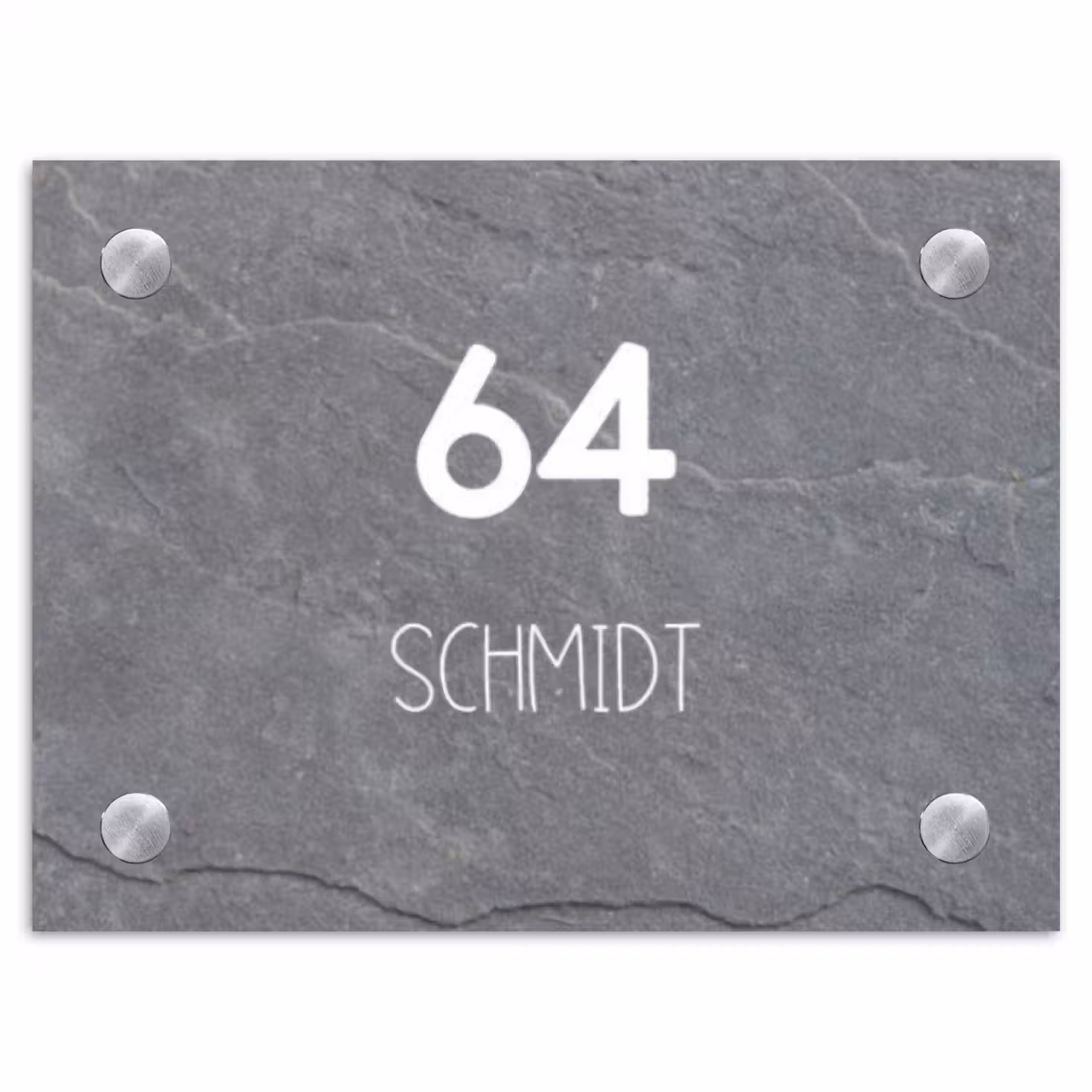 Grijze natuursteen - Modern Naambord Rechthoek middel -3d