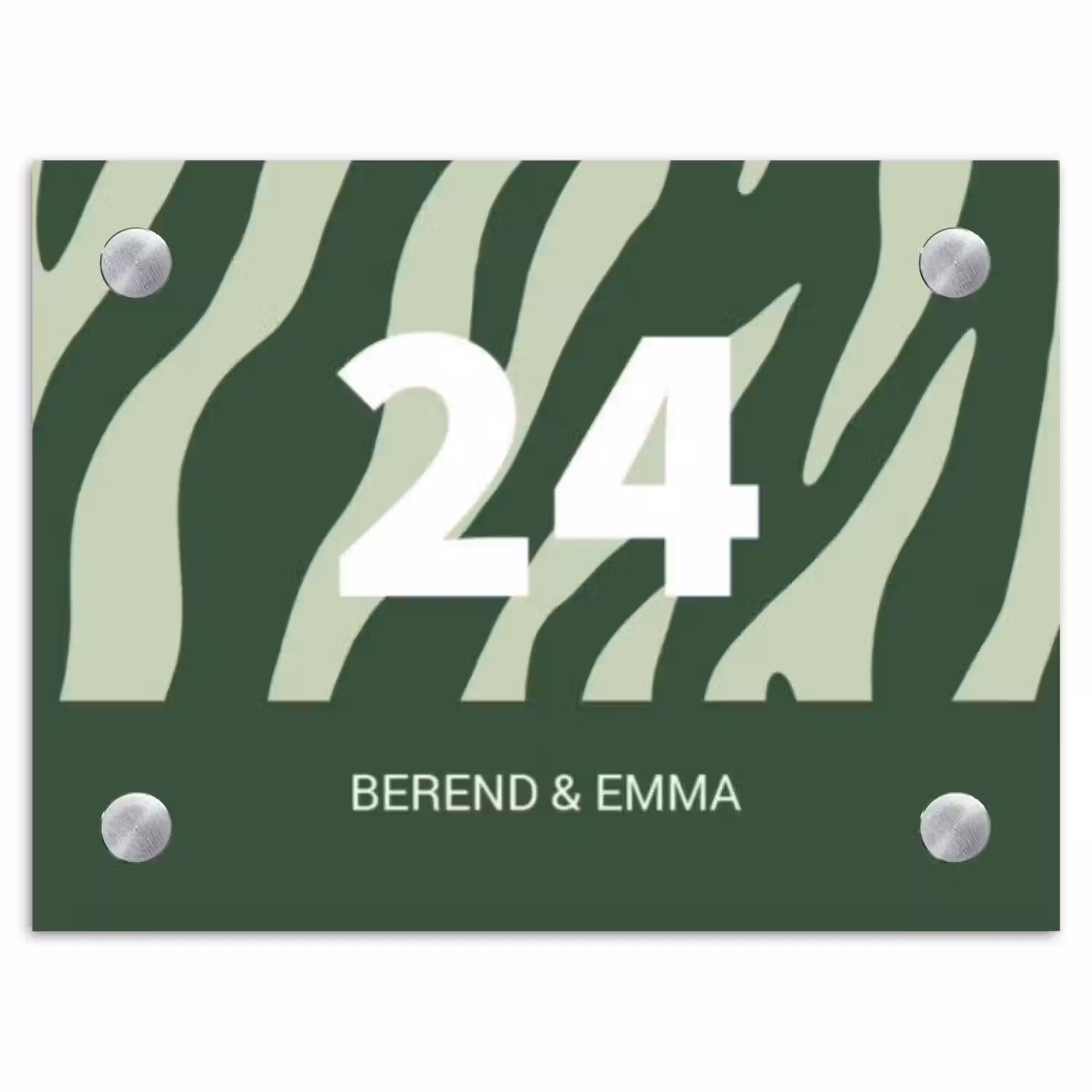Groen zebra - Klassiek Naambord Rechthoek middel -3d