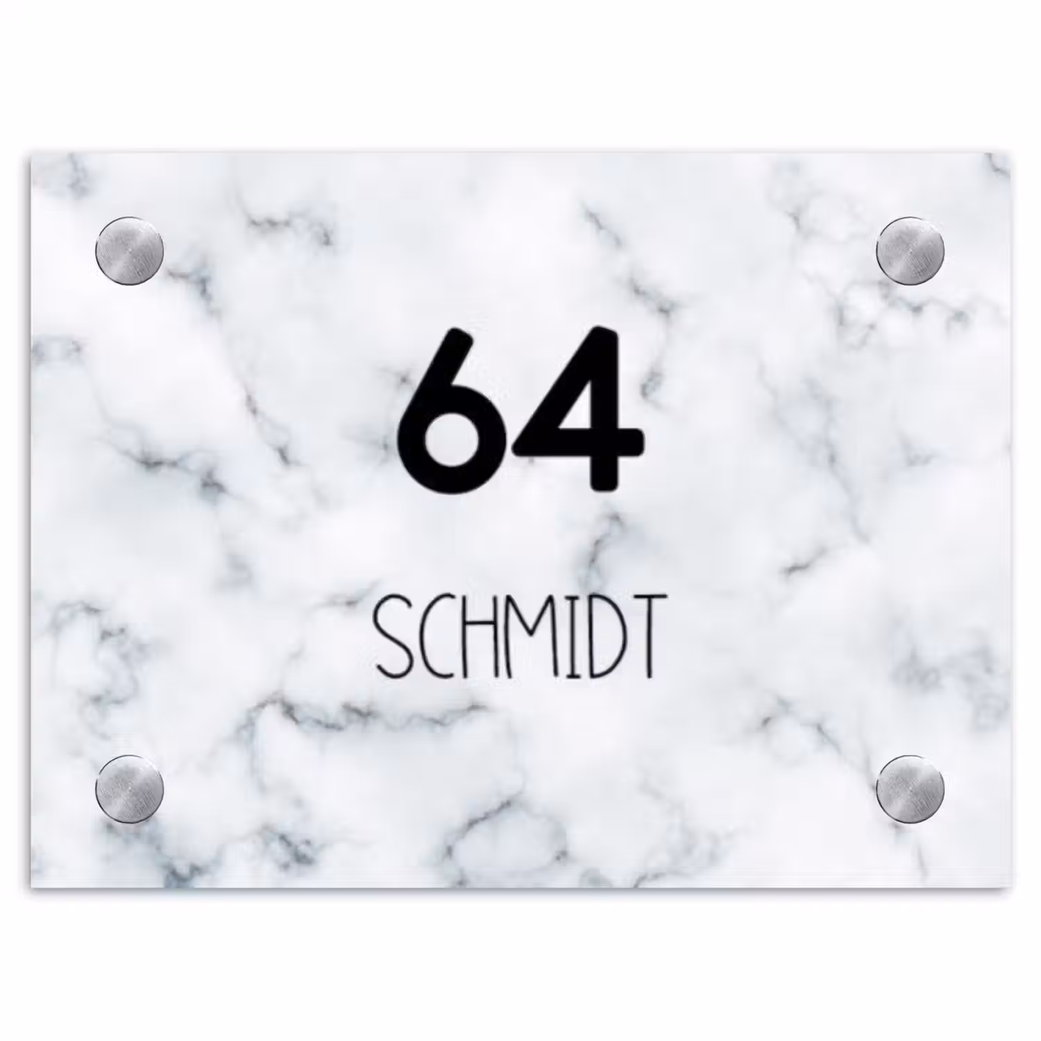 Lichtblauw marmer - Modern Naambord Rechthoek middel -3d