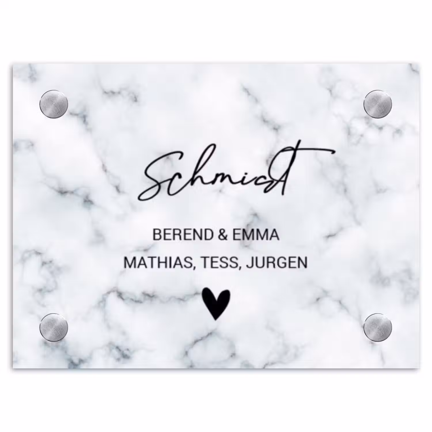 Lichtblauw marmer - Sierlijk Naambord Rechthoek middel -3d