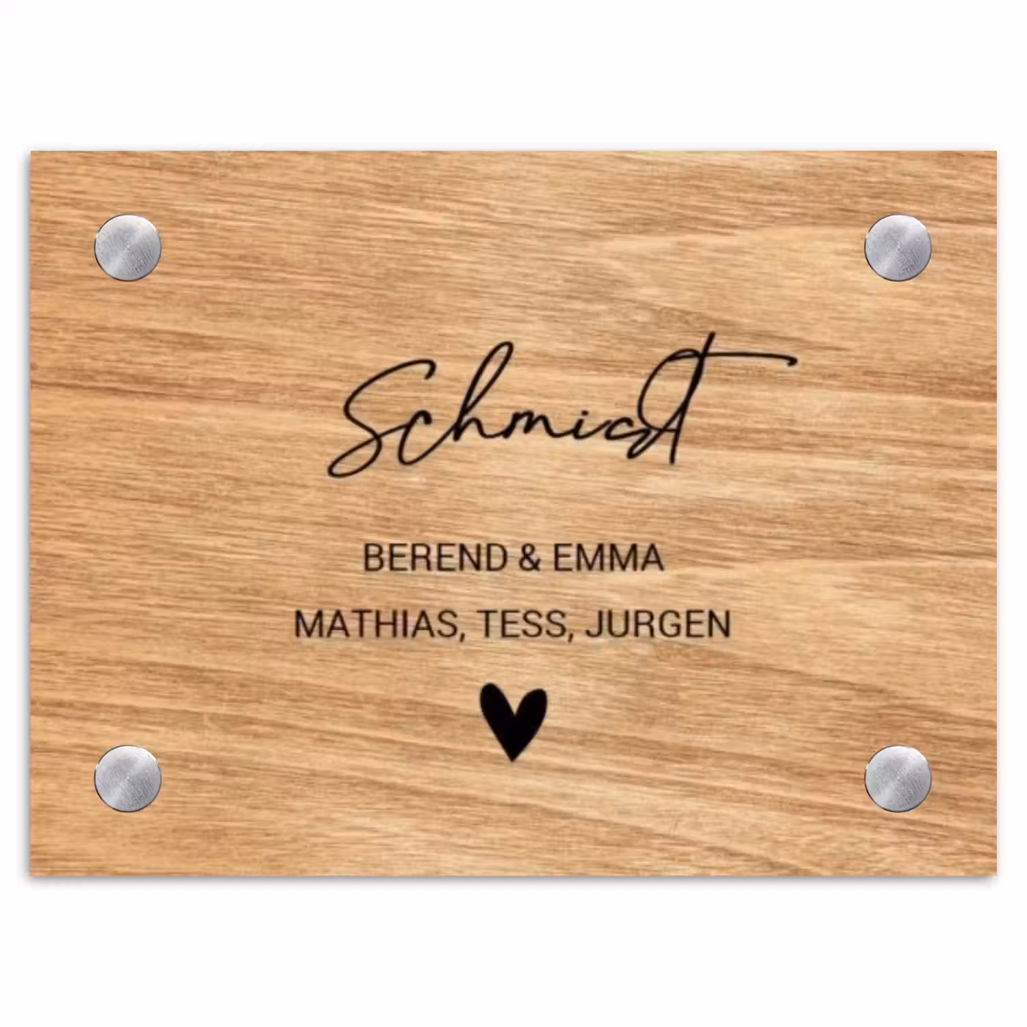 Licht hout - Sierlijk Naambord Rechthoek middel -3d