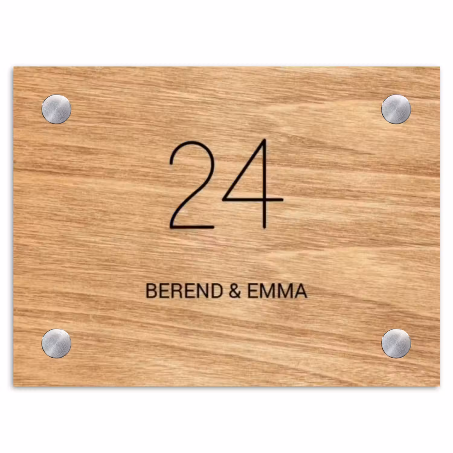 Licht hout - Klassiek Naambord Rechthoek middel -3d